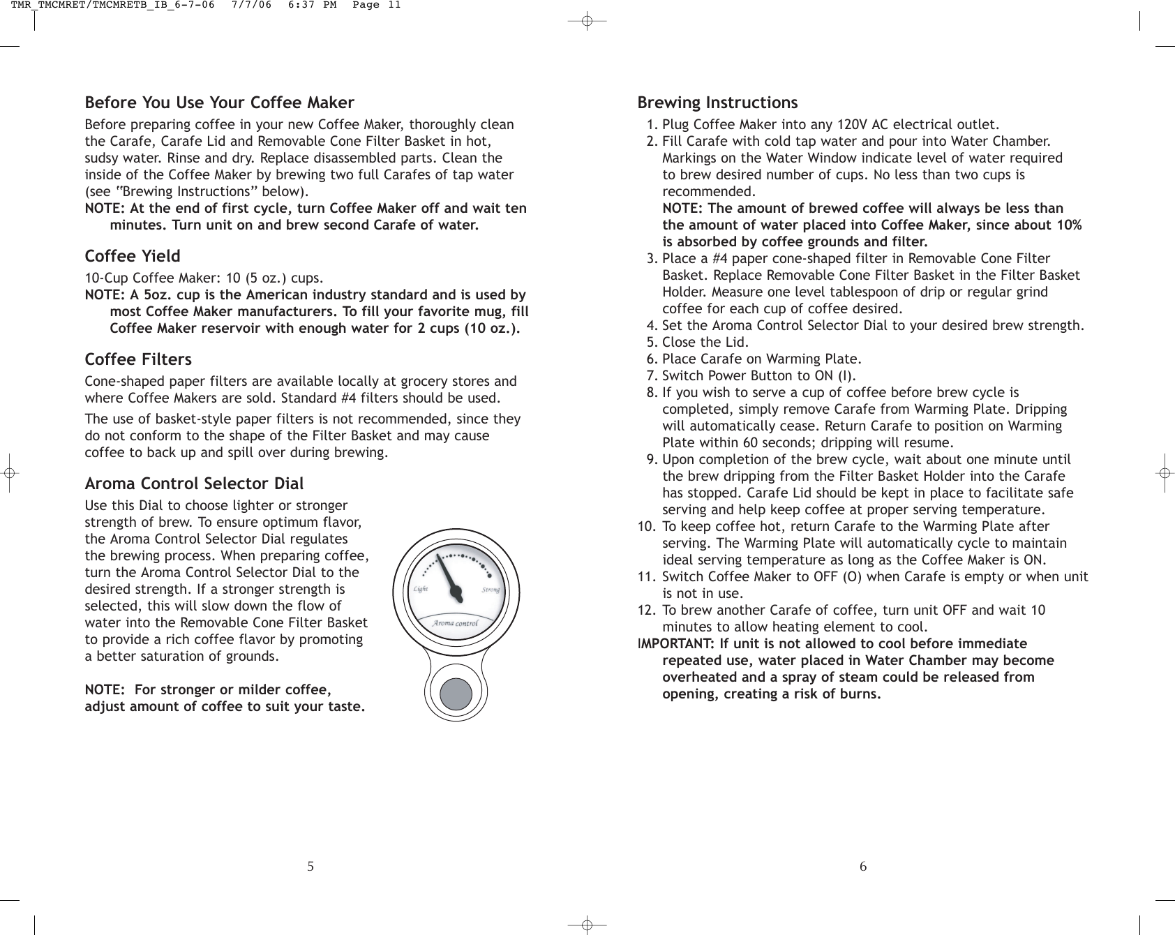 Page 6 of 12 - Toastmaster Toastmaster-Tmcmret-Users-Manual- TMR_TMCMRET/TMCMRETB_IB_6-7-06  Toastmaster-tmcmret-users-manual