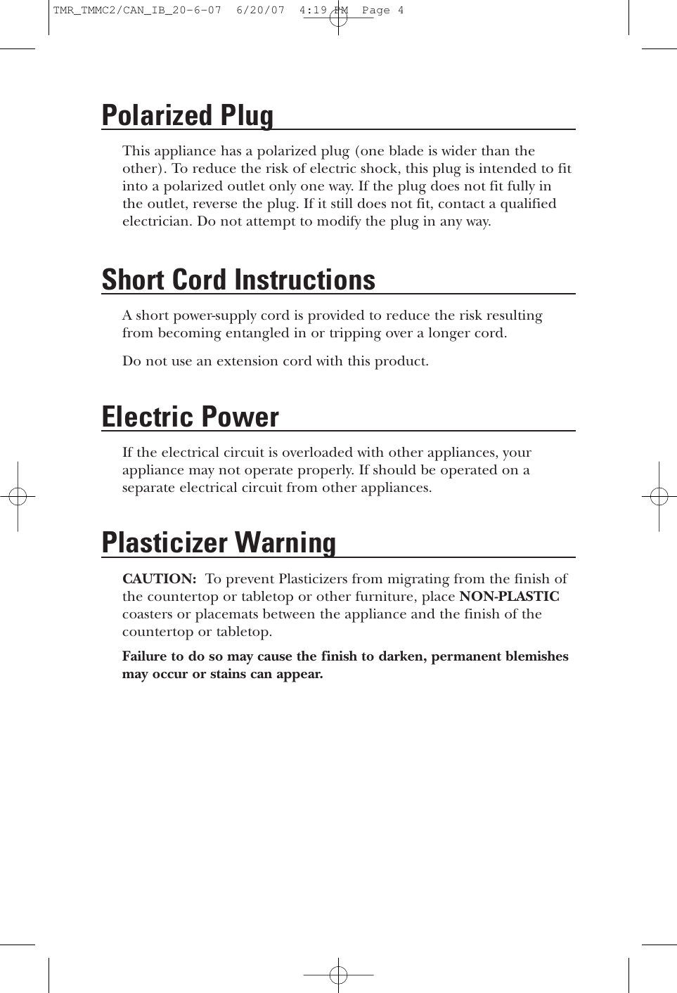 Page 4 of 9 - Toastmaster Toastmaster-Tmmc2Can-Users-Manual- TMR_TMMC2/CAN_IB_20-6-07  Toastmaster-tmmc2can-users-manual