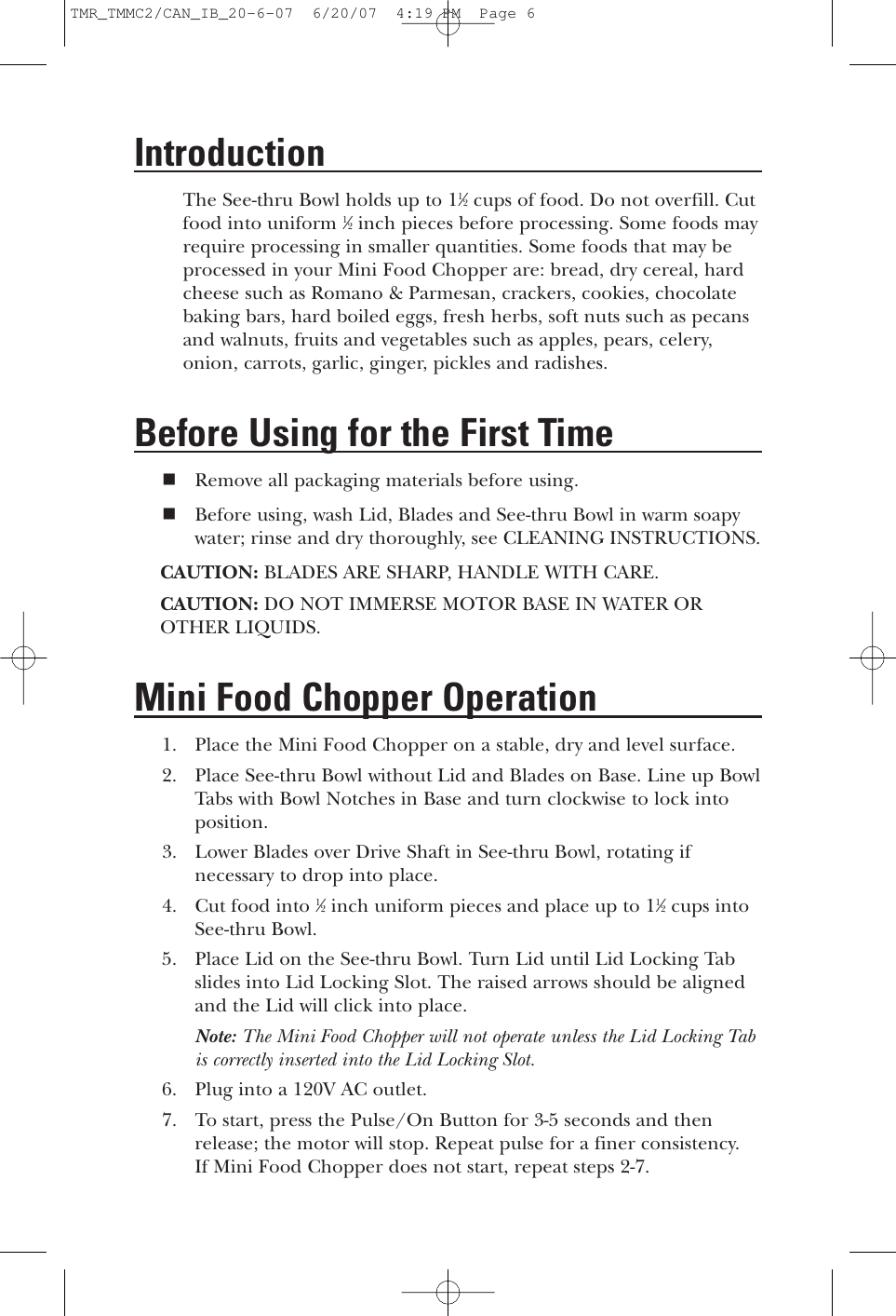 Page 6 of 9 - Toastmaster Toastmaster-Tmmc2Can-Users-Manual- TMR_TMMC2/CAN_IB_20-6-07  Toastmaster-tmmc2can-users-manual