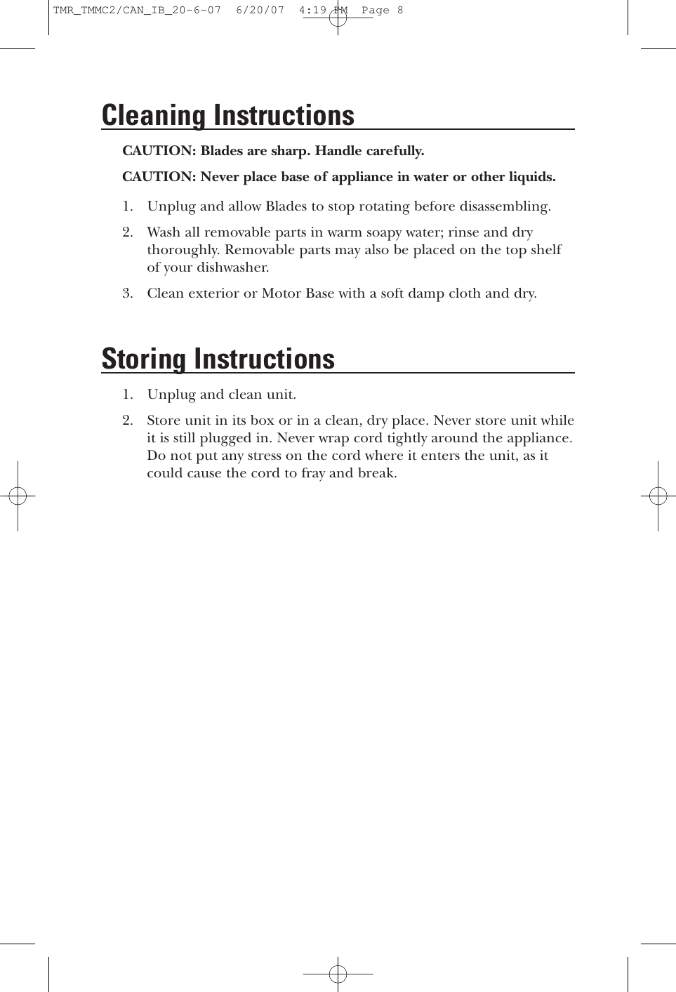 Page 8 of 9 - Toastmaster Toastmaster-Tmmc2Can-Users-Manual- TMR_TMMC2/CAN_IB_20-6-07  Toastmaster-tmmc2can-users-manual
