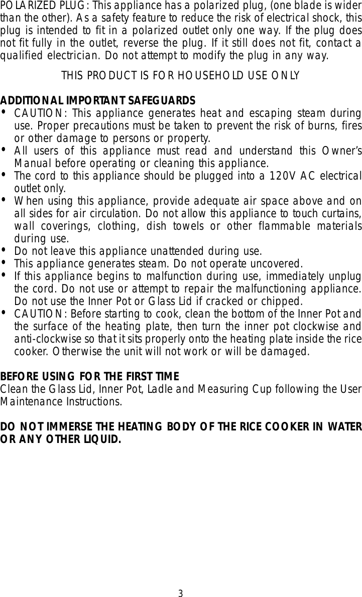 Toastmaster Trc5 Users Manual