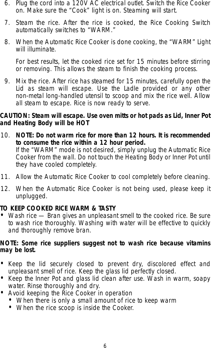 Toastmaster Trc5 Users Manual