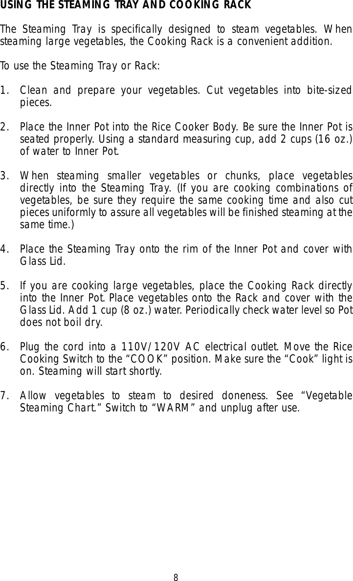 Toastmaster Trc5 Users Manual