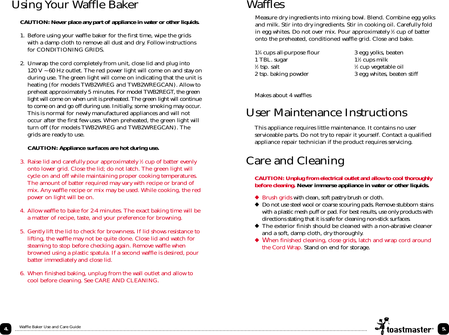 Page 5 of 9 - Toastmaster Toastmaster-Twb2Regt-Users-Manual- Toastmaster-twb2regt-users-manual