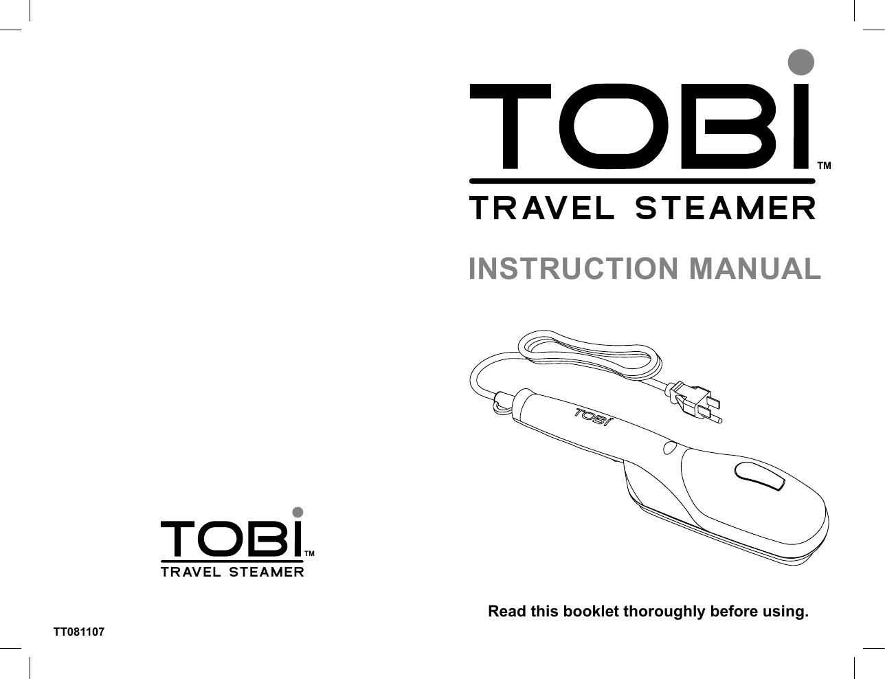 Page 1 of 10 - Tobi Tobi-Travel-Steamer-Tt081107-Users-Manual-  Tobi-travel-steamer-tt081107-users-manual