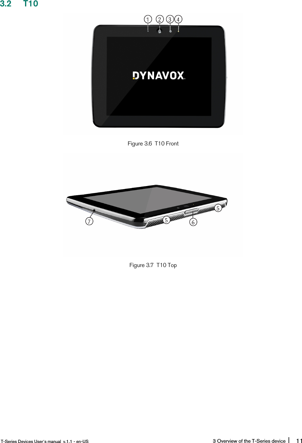 3.2 T10Figure 3.6 T10 FrontFigure 3.7 T10 TopT-Series Devices User’s manual v.1.1 - en-US 3 Overview of the T-Series device 11