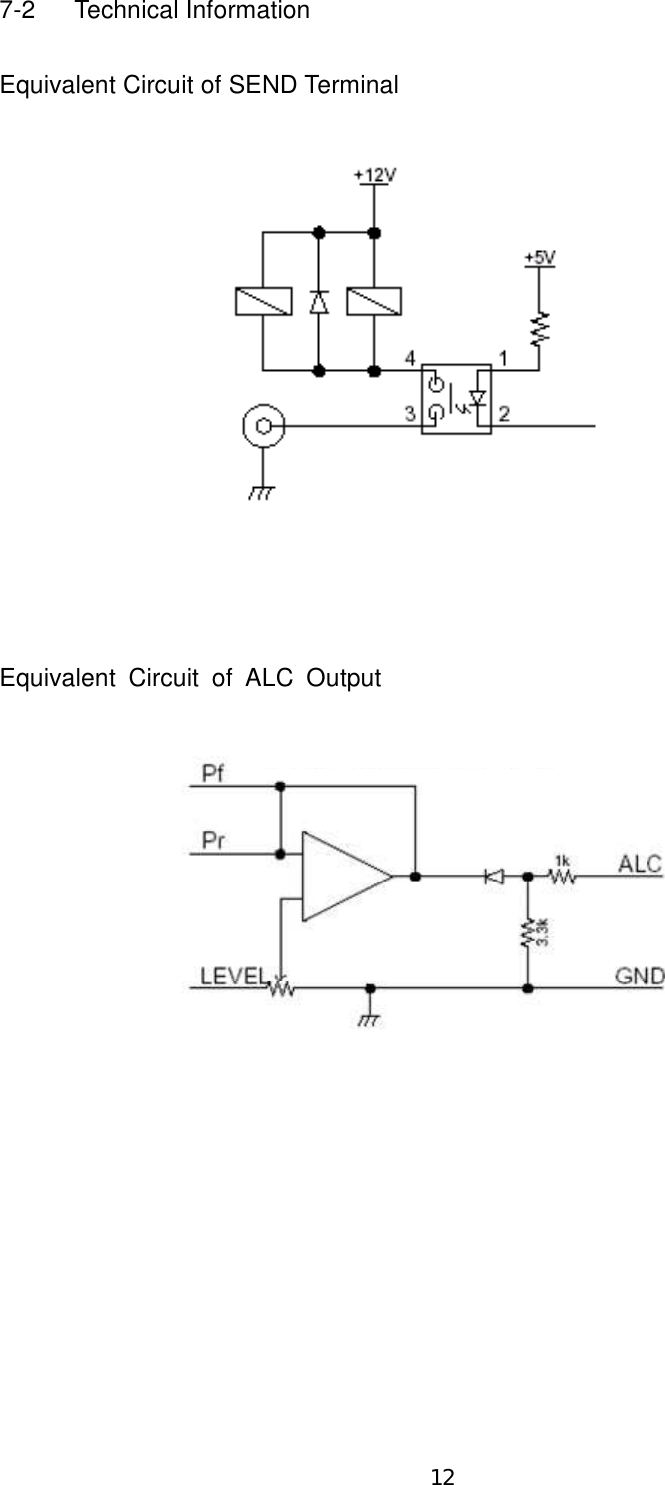 12 7-2  Technical Information  Equivalent Circuit of SEND Terminal                   Equivalent  Circuit  of  ALC  Output                 