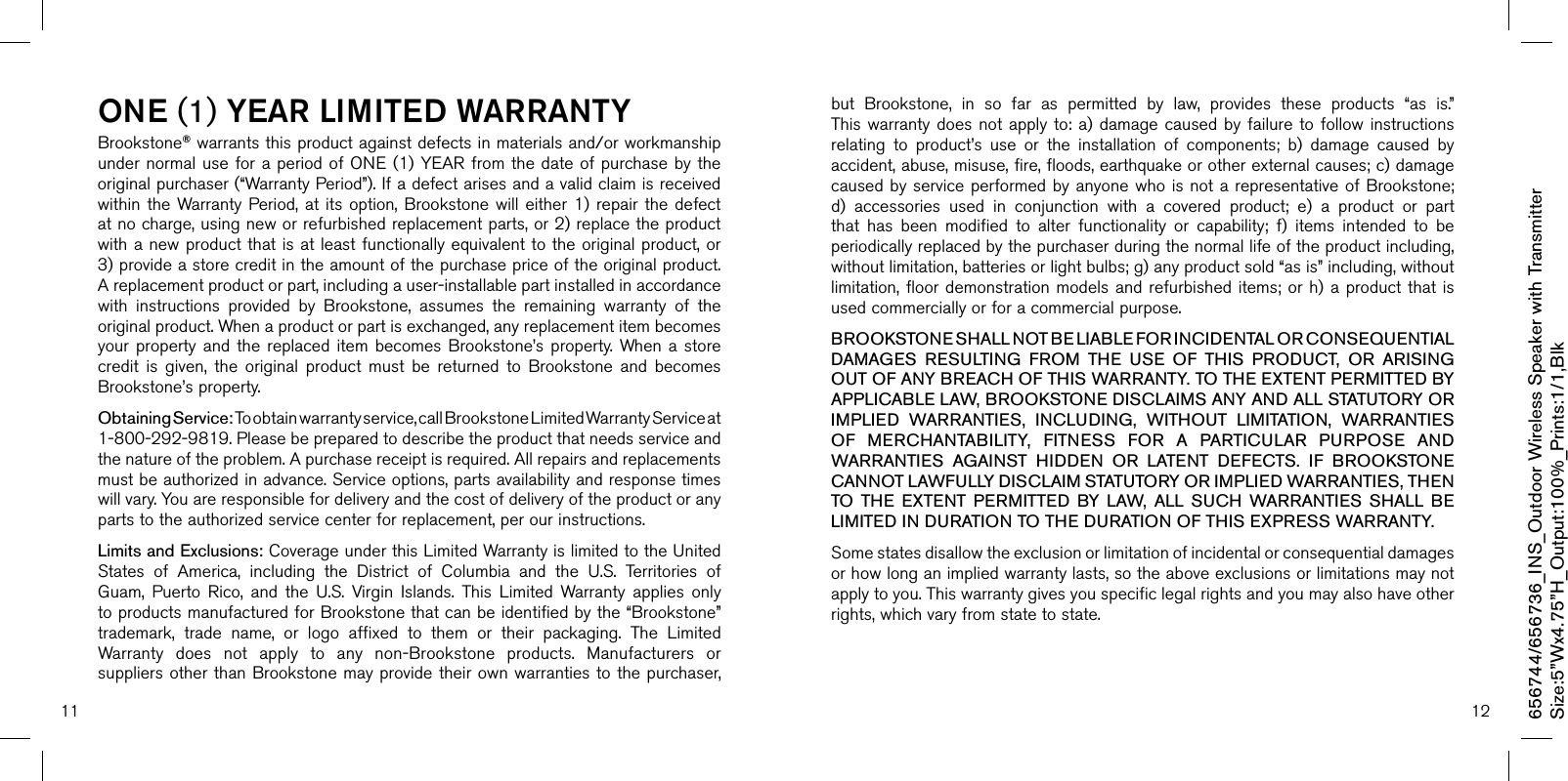 Tomoe Electronics BBROOKSTONE Wireless Outdoor Speaker User Manual