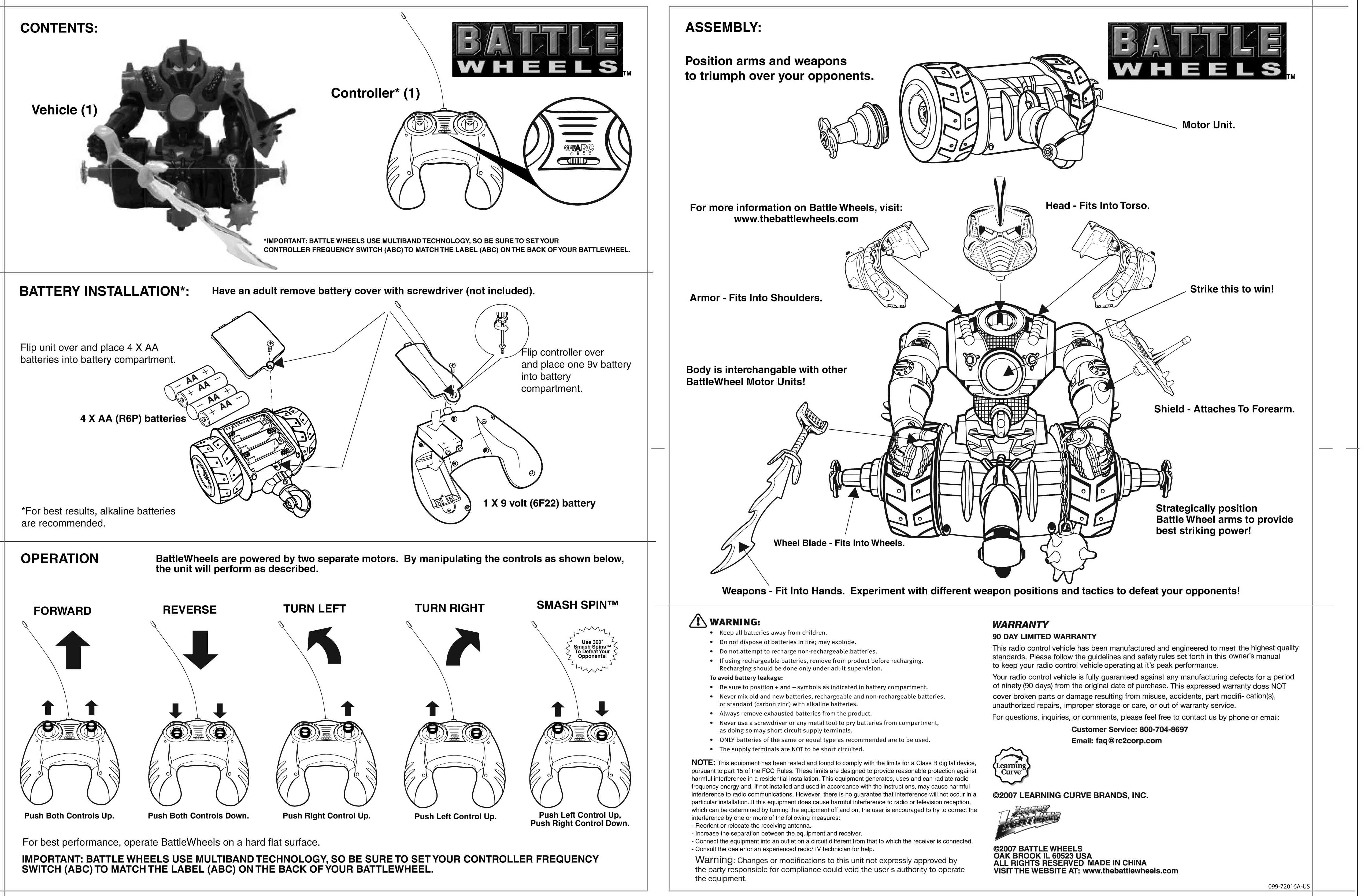 BATTLE WHEELS- VULCAN RED User Manual