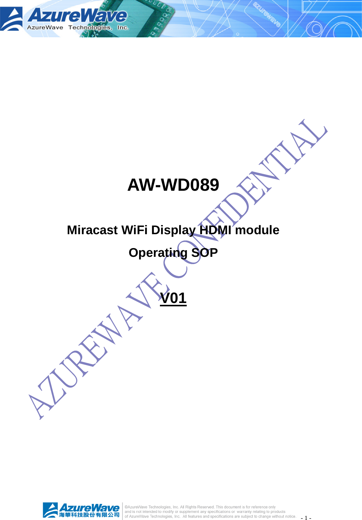 - 1 -       AW-WD089  Miracast WiFi Display HDMI module Operating SOP  V01 