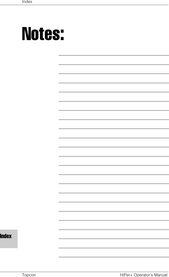 IndexTopcon HiPer+ Operator’s ManualIndexNotes: