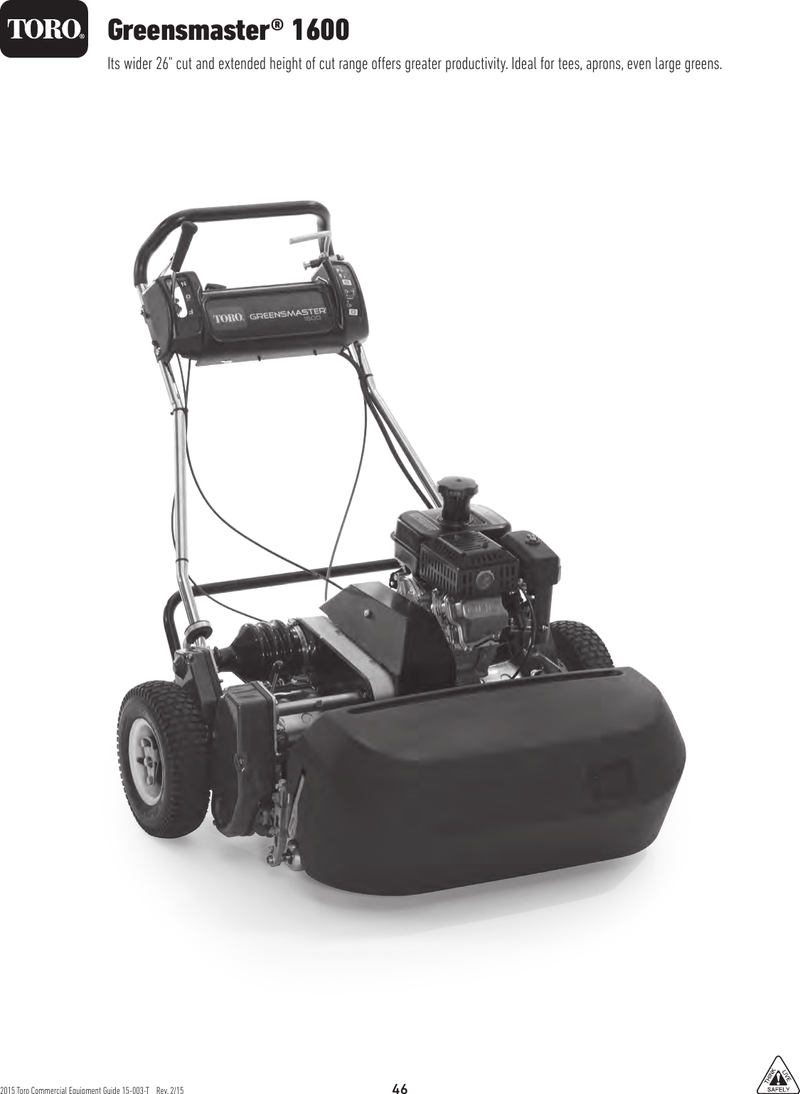 Page 1 of 2 - Toro Toro-Greensmaster-1600-Specifications-  Toro-greensmaster-1600-specifications