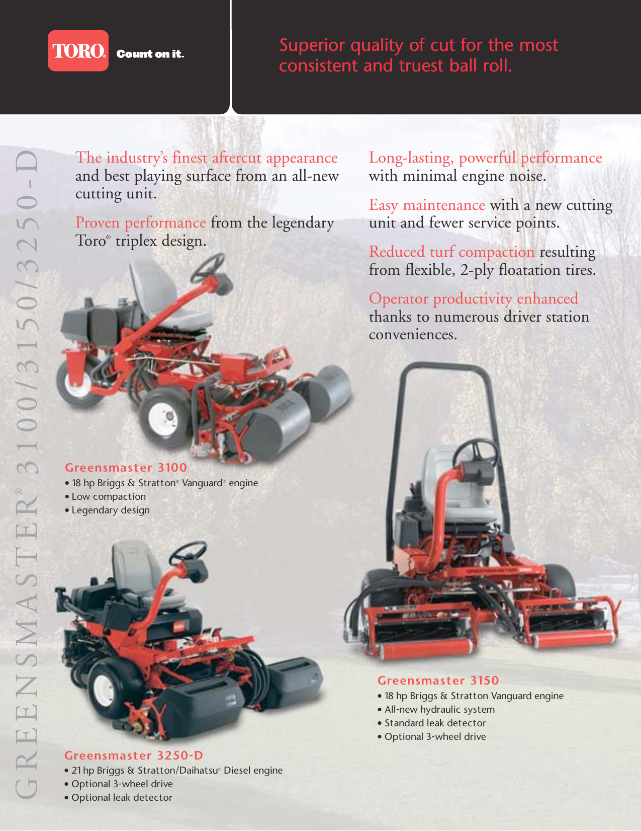 Page 2 of 8 - Toro Toro-Greensmaster-3150-Q-04358-Brochure- Toro_GM3100_3150_3250-D  Toro-greensmaster-3150-q-04358-brochure