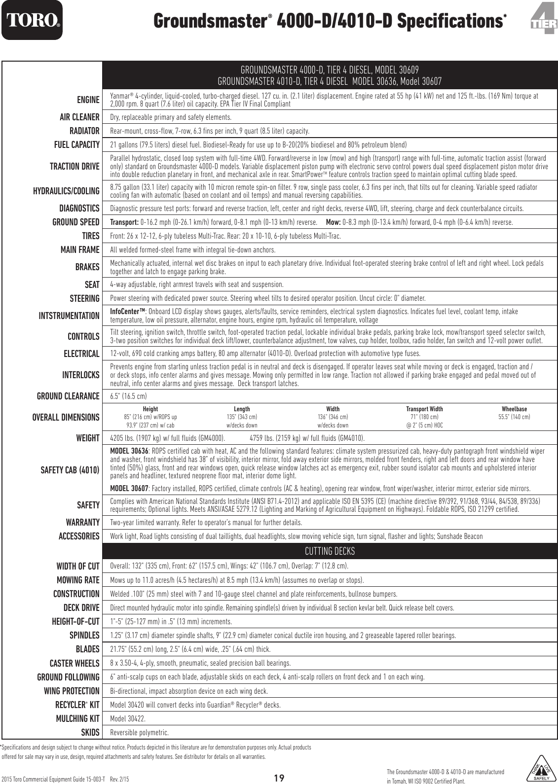 Page 2 of 3 - Toro Toro-Groundsmaster-4000-D-30448-Specifications-  Toro-groundsmaster-4000-d-30448-specifications