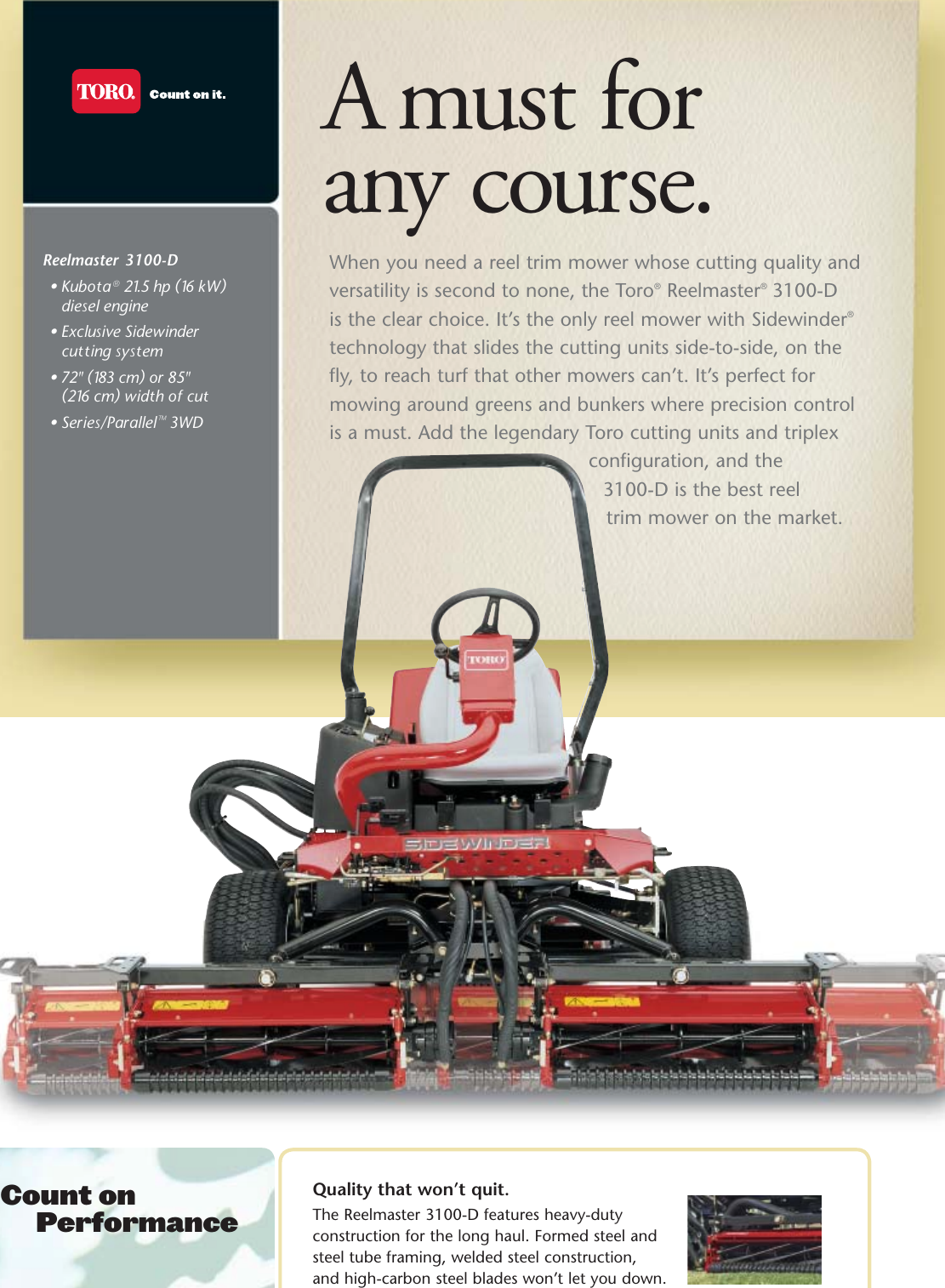 Page 2 of 8 - Toro Toro-Reelmaster-3100-D-03170-Brochure- 41987 Rm3100  Toro-reelmaster-3100-d-03170-brochure