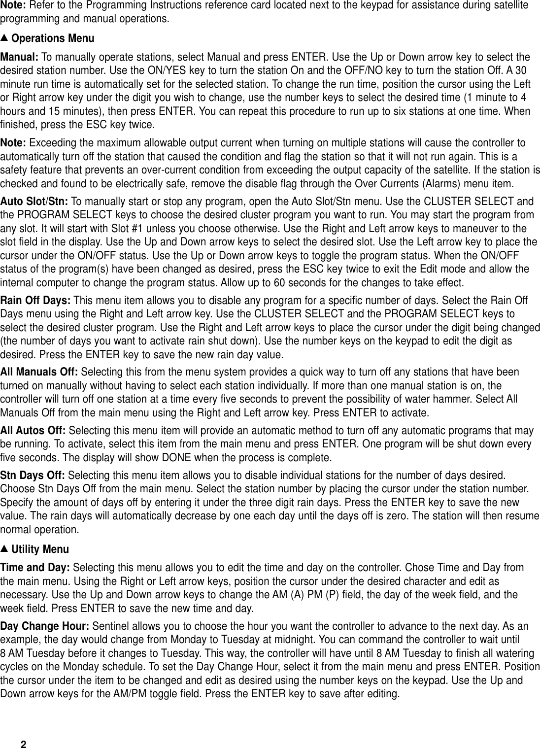 Page 2 of 12 - Toro Toro-Sentinel-Controller-Owners-Manual- Sentinel Sat User' Guide 2  Toro-sentinel-controller-owners-manual