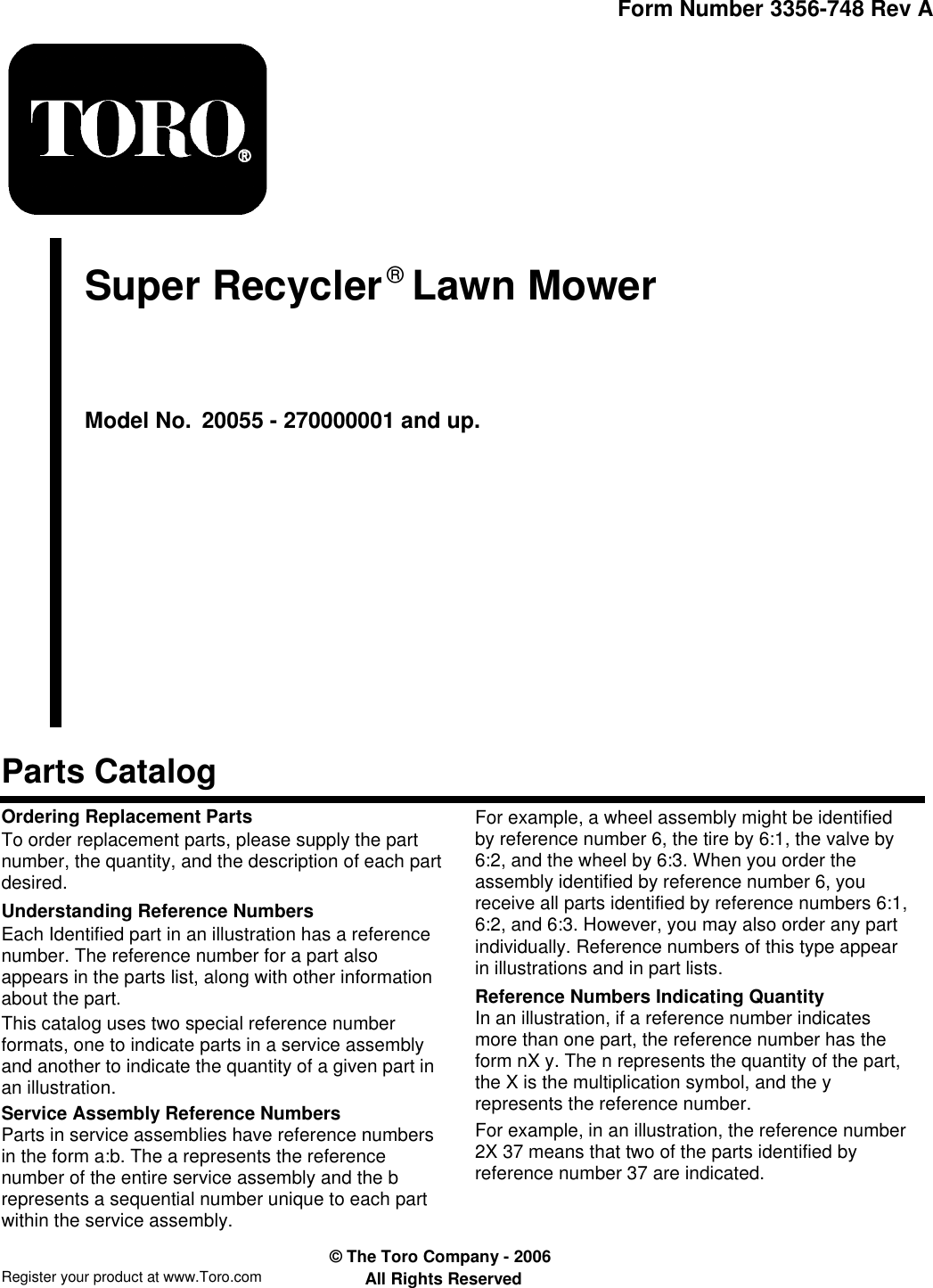 Toro Super Recycler 20055 Users Manual RptCatBookPreview