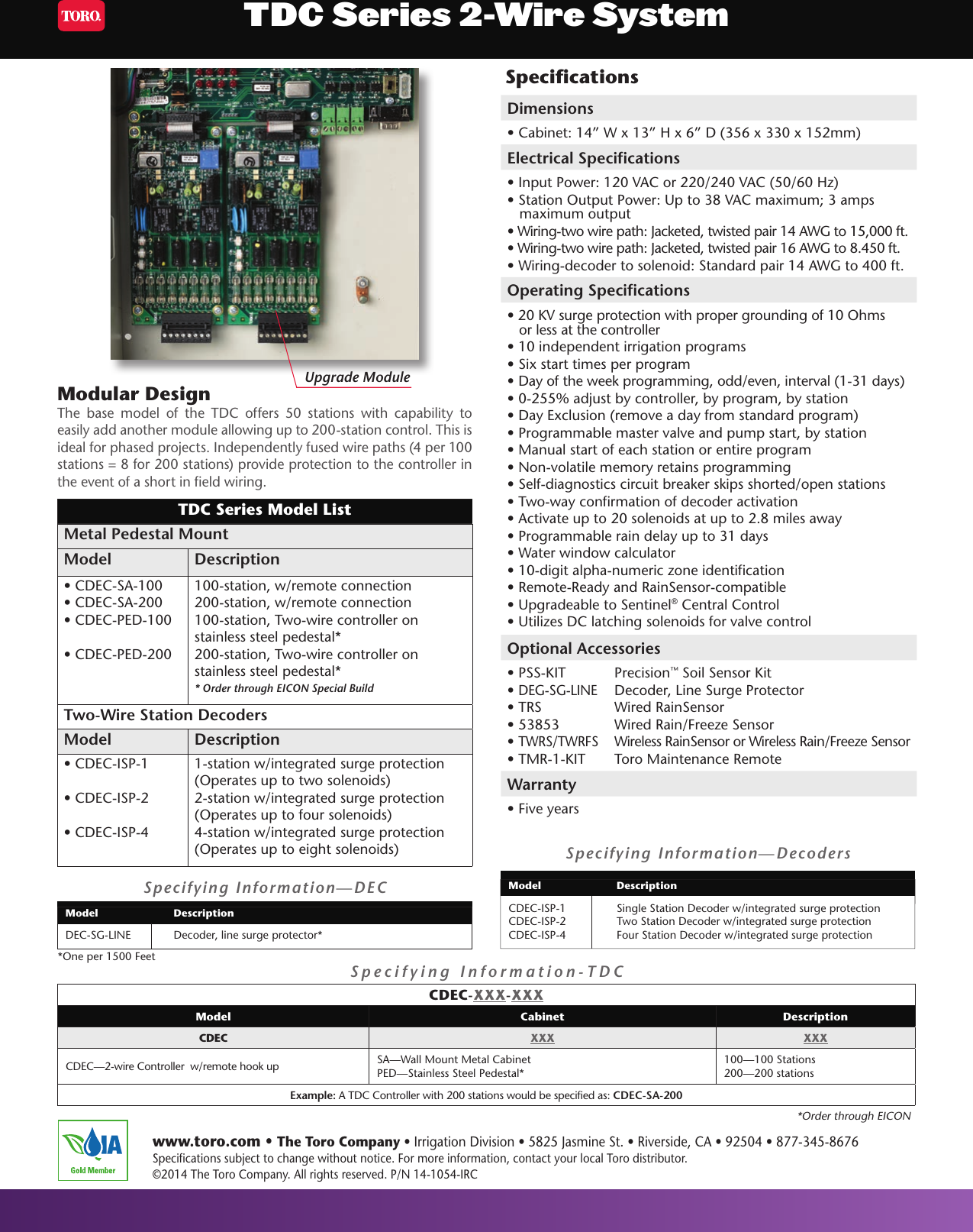 Page 2 of 2 - Toro Toro-Tdc-2-Wire-System-Sell-Sheet-  Toro-tdc-2-wire-system-sell-sheet