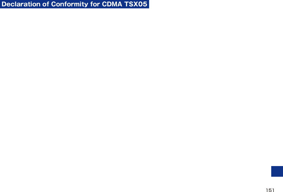 Declaration of Conformity for CDMA TSX05151
