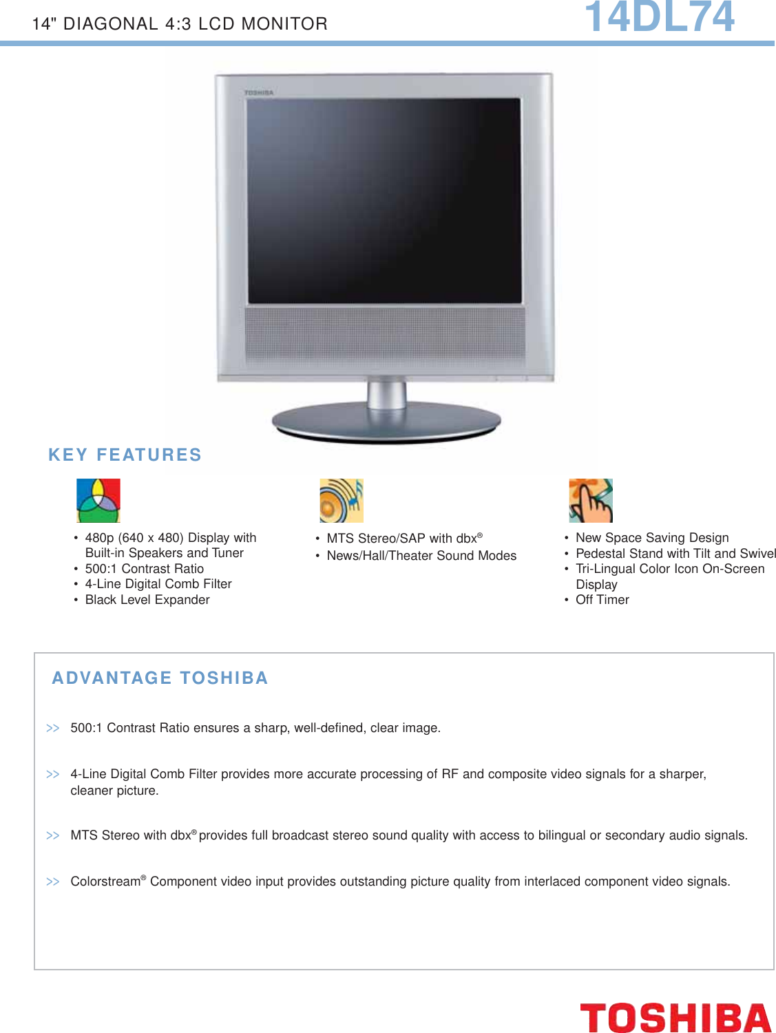 Page 1 of 2 - Toshiba Toshiba-14Dl74-Brochure-  Toshiba-14dl74-brochure