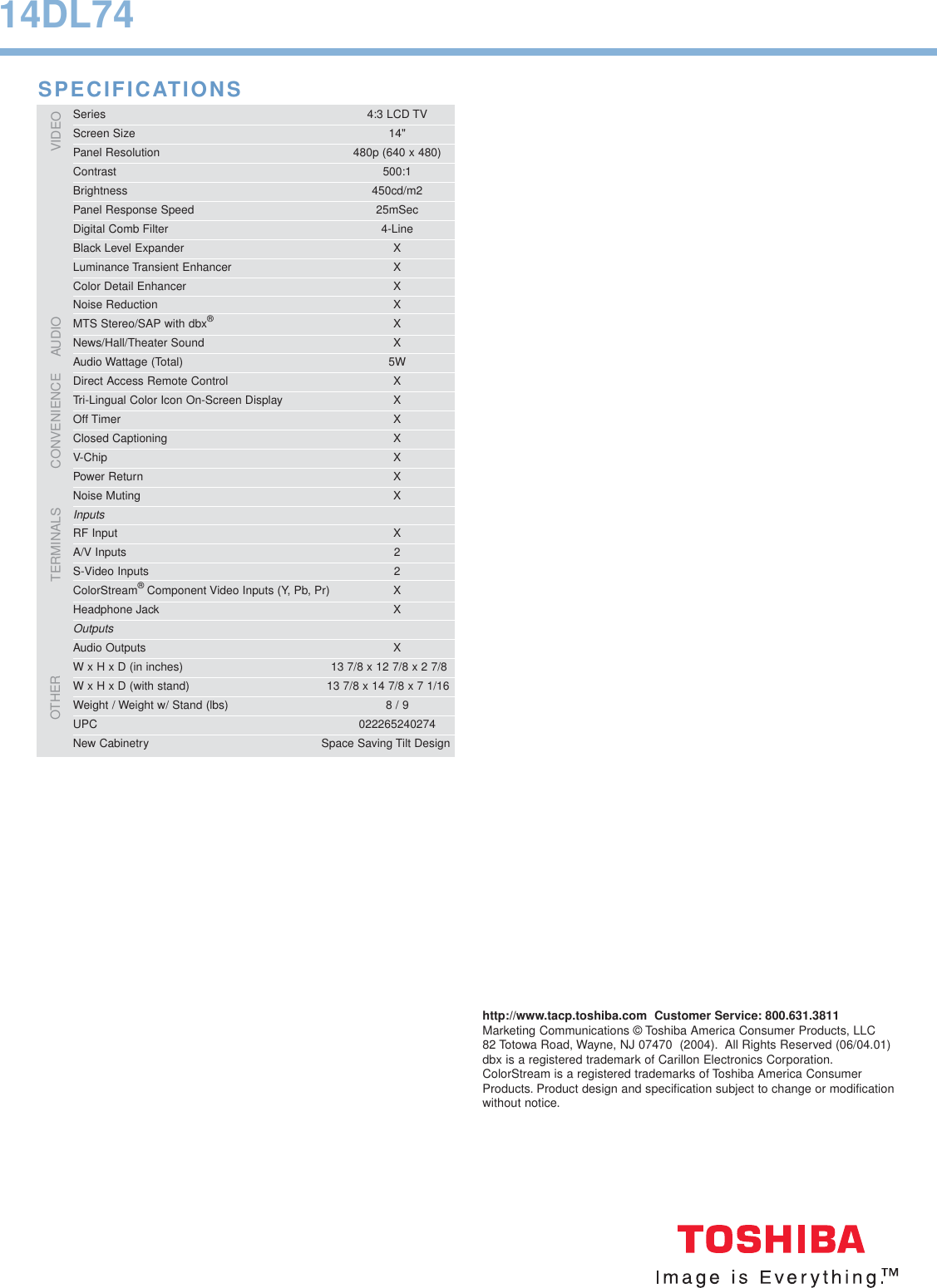 Page 2 of 2 - Toshiba Toshiba-14Dl74-Brochure-  Toshiba-14dl74-brochure