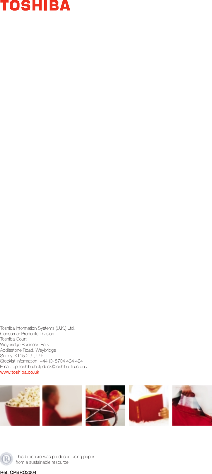 Page 9 of 9 - Toshiba Toshiba-17Wl46-Brochure- VIS Main Brochure  Toshiba-17wl46-brochure