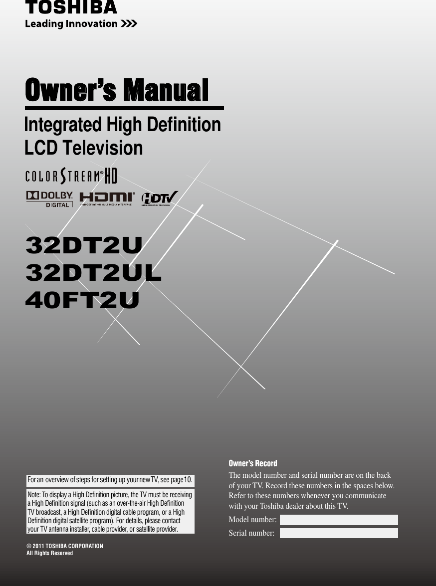 Toshiba 40ft2u Users Manual Ty32 40 En Indb