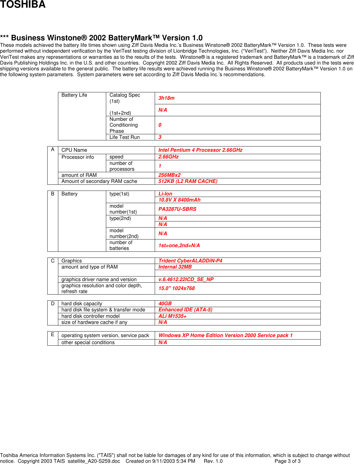 Page 3 of 12 - Toshiba Toshiba-A20-S259-Brochure- Product Highlights  Toshiba-a20-s259-brochure