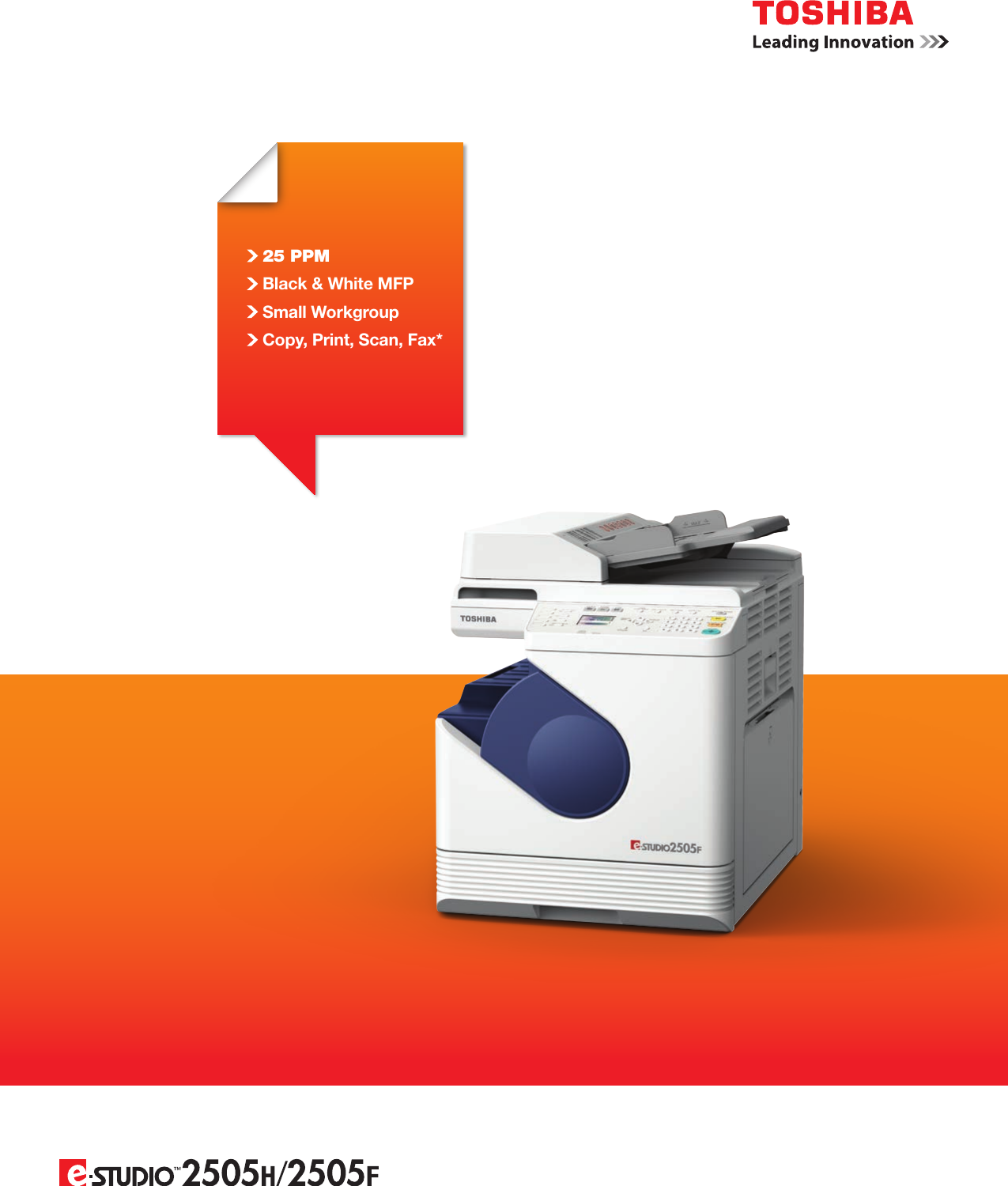 Page 1 of 4 - Toshiba Toshiba-All-In-One-Printer-25-Ppm-Black-And-White-Mfp-Brochure-  Toshiba-all-in-one-printer-25-ppm-black-and-white-mfp-brochure