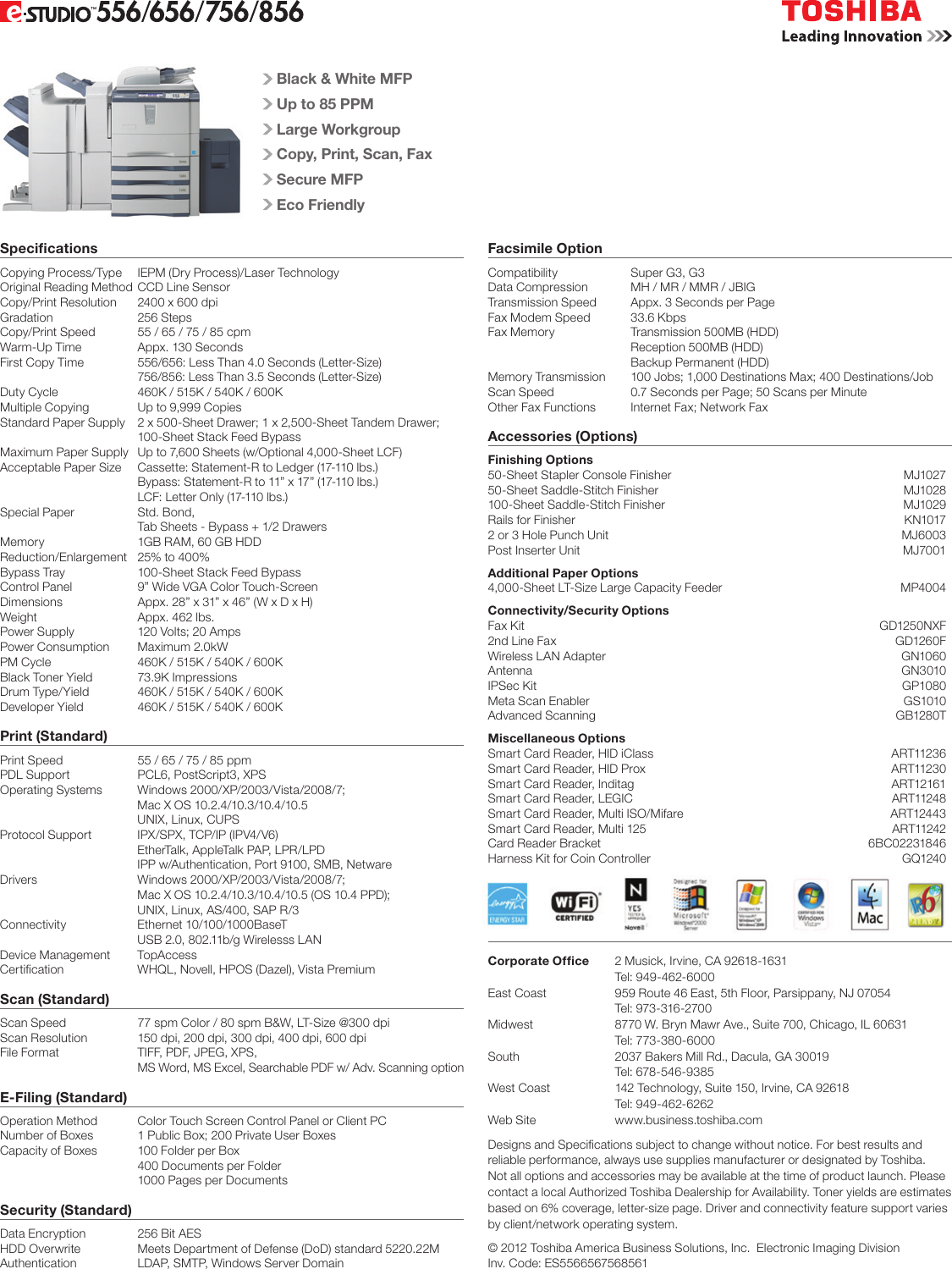 Page 8 of 8 - Toshiba Toshiba-All-In-One-Printer-E-Studio556-Brochure-  Toshiba-all-in-one-printer-e-studio556-brochure