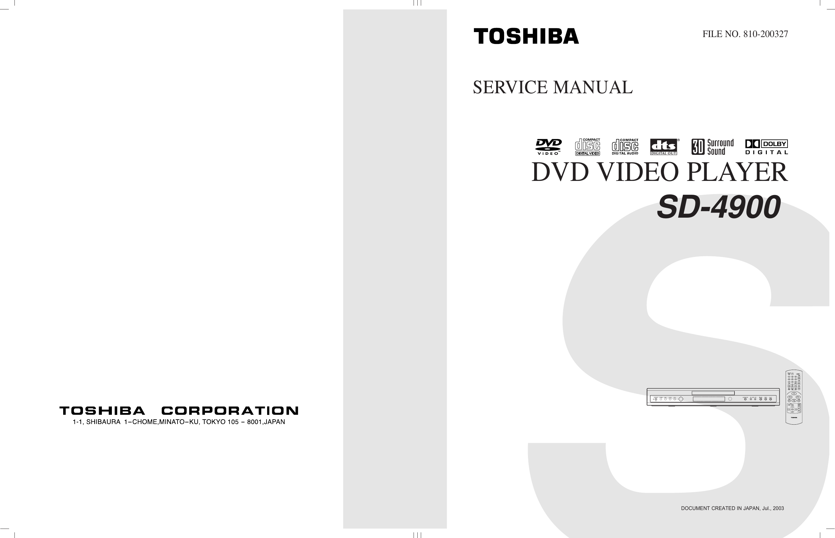 Toshiba Dvd Player Sd 4900 Service Manual DVB7042NDM_COVER