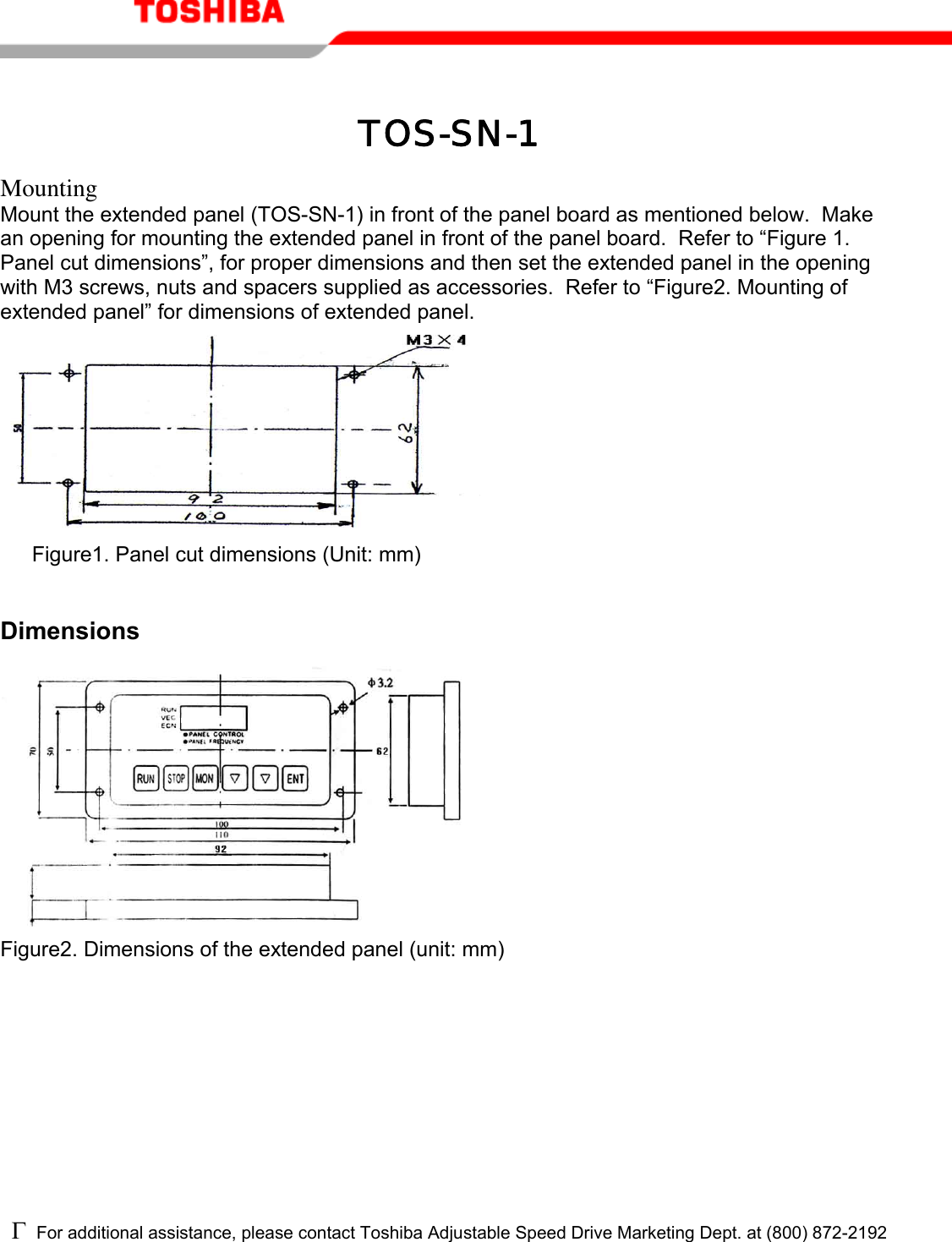 Page 4 of 7 - Toshiba Toshiba-Extended-Panel-Tos-Sn-1-Operation-Manual-  Toshiba-extended-panel-tos-sn-1-operation-manual