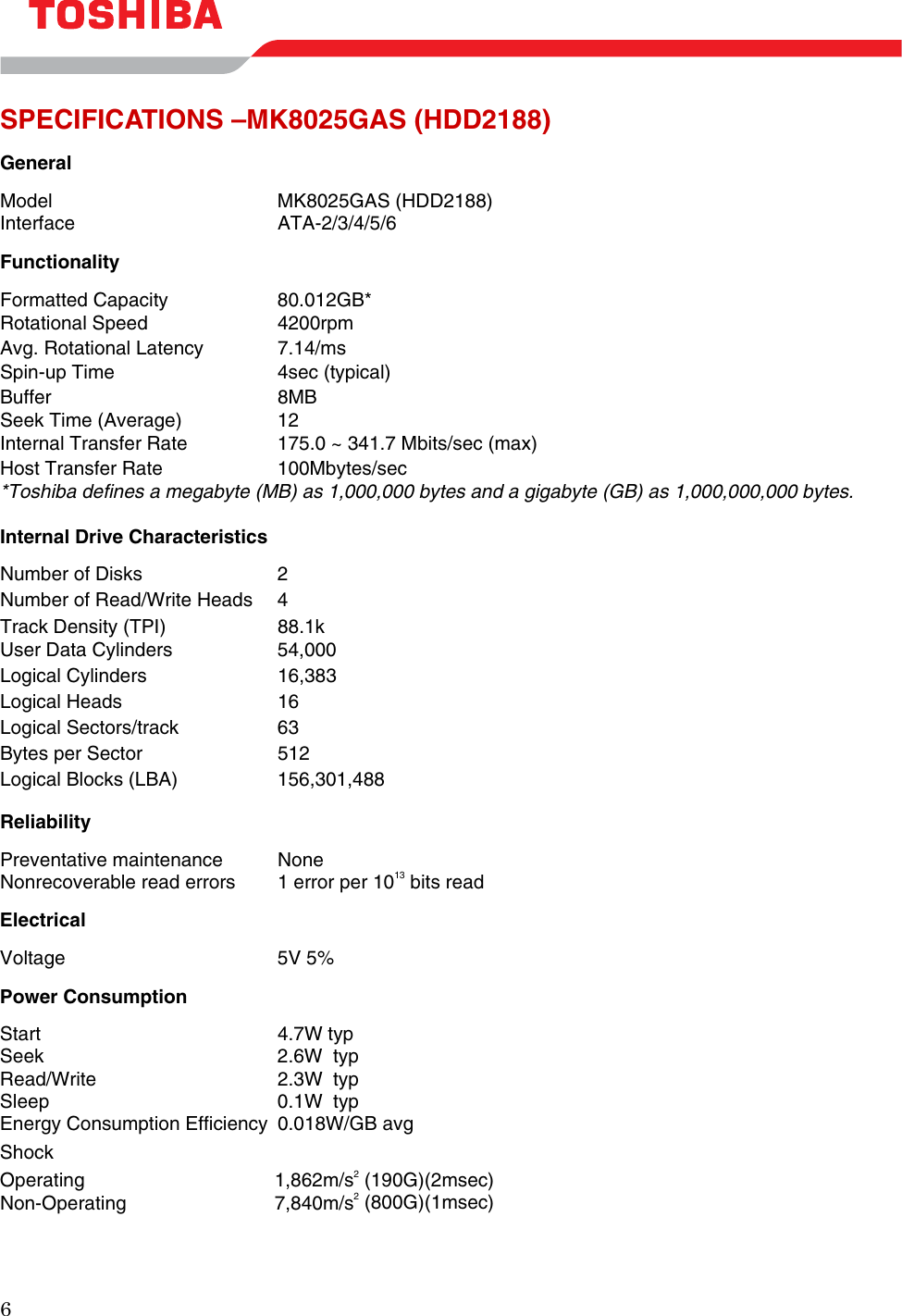 Page 8 of 11 - Toshiba Toshiba-Hdd2188-Mk8025Gas-Users-Manual- May 10, 2000 Toshiba-hdd2188-mk8025gas-users-manual