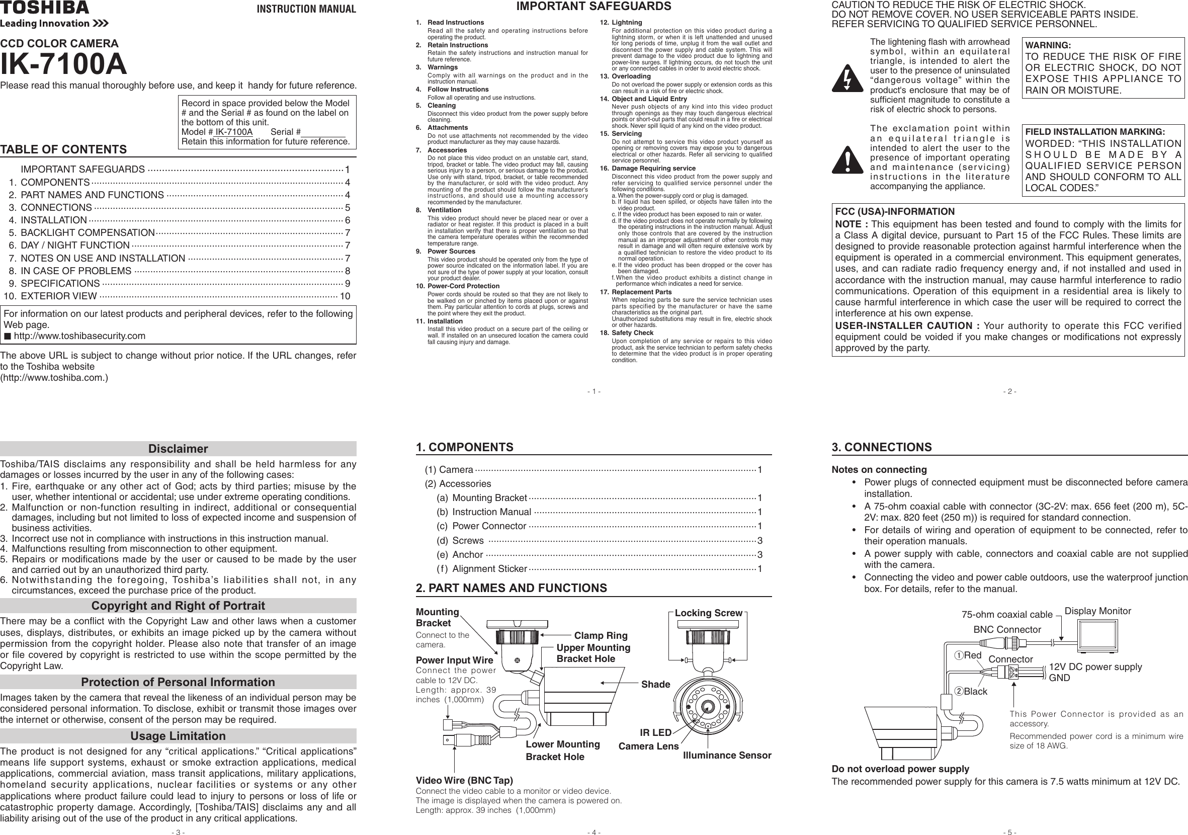 Page 1 of 2 - Toshiba Toshiba-Ik-7100A-Instruction-Manual- 0202c1_DFK_IK_DF7100A面付け Toshiba-ik-7100a-instruction-manual