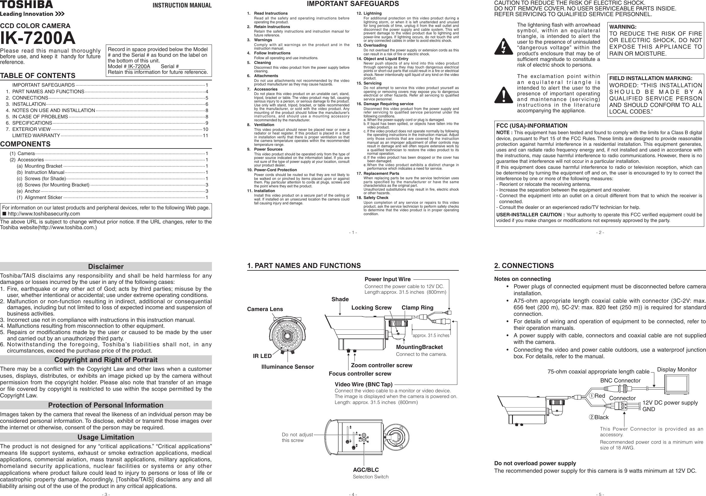 Page 1 of 2 - Toshiba Toshiba-Ik-7200A-Instruction-Manual- 0703c1_DFK_IK_DF7200A面付け  Toshiba-ik-7200a-instruction-manual