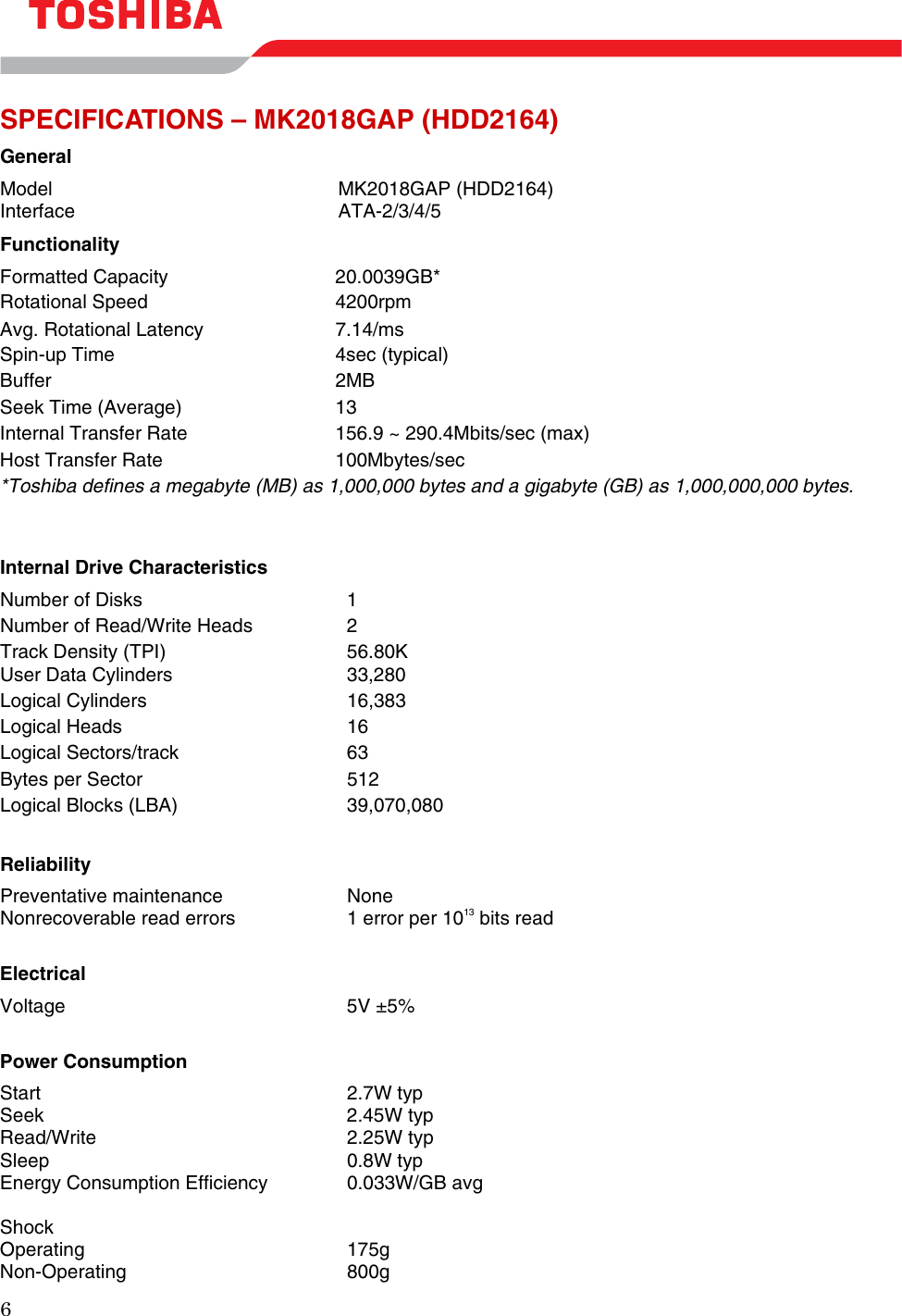 Page 8 of 11 - Toshiba Toshiba-Mk2018Gap-Users-Manual- May 10, 2000  Toshiba-mk2018gap-users-manual