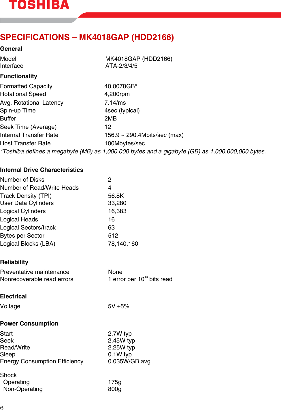 Page 8 of 11 - Toshiba Toshiba-Mk4018Gap-Users-Manual- May 10, 2000  Toshiba-mk4018gap-users-manual