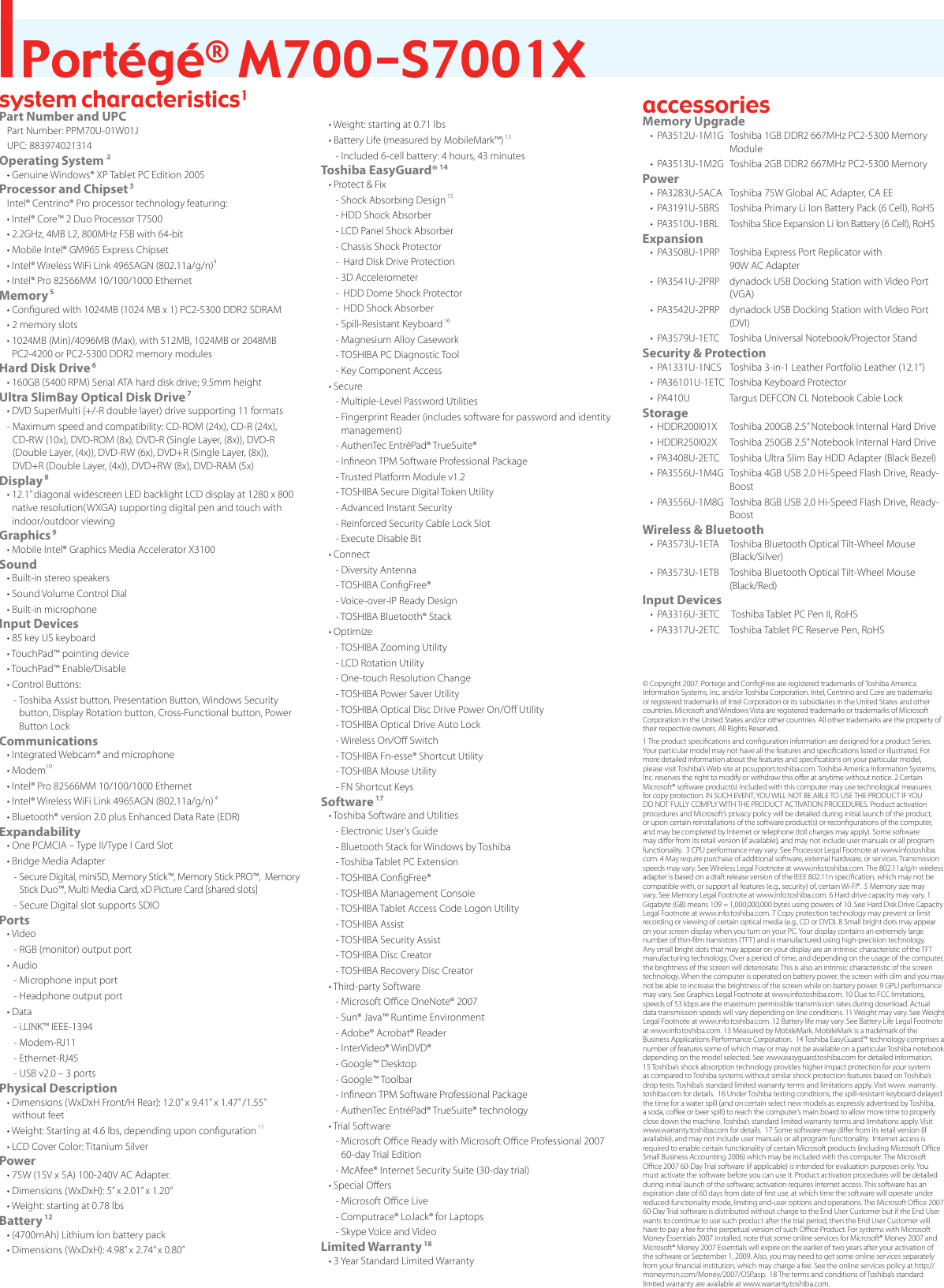 Page 2 of 2 - Toshiba Toshiba-Portege-M700-S7001X-Owners-Manual-  Toshiba-portege-m700-s7001x-owners-manual