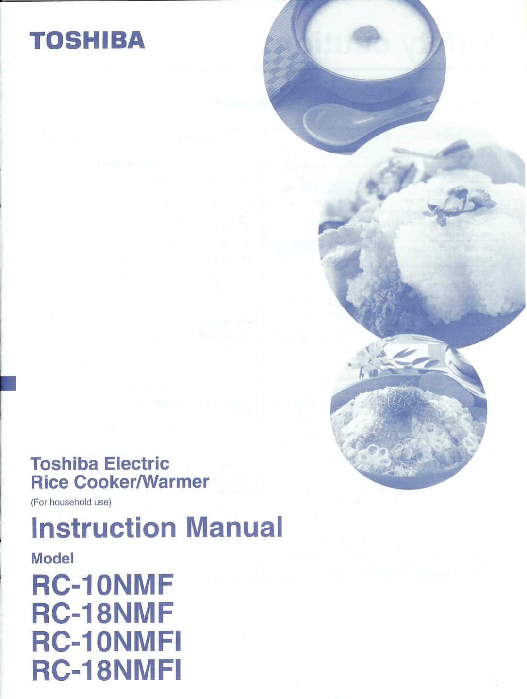 Page 1 of 12 - Toshiba Toshiba-Rice-Cooker-Rc-10Nmf-Instruction-Manual-  Toshiba-rice-cooker-rc-10nmf-instruction-manual