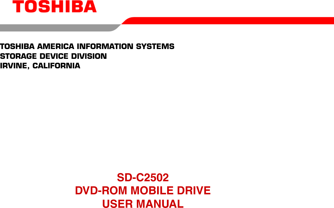 Page 1 of 12 - Toshiba Toshiba-Sd-C2502-Users-Manual SDC2502_userguide