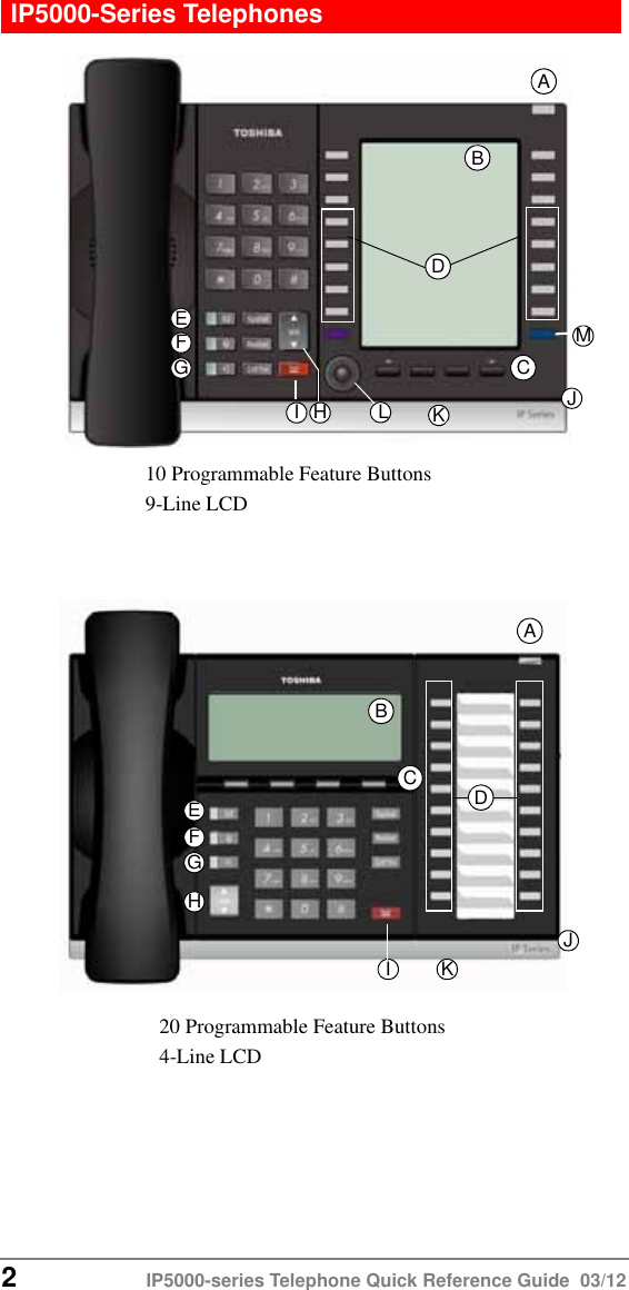 Page 2 of 12 - Toshiba Toshiba-Telephone-Business-Telephones-Quick-Reference-Guide- IP5000-Series QRG  Toshiba-telephone-business-telephones-quick-reference-guide