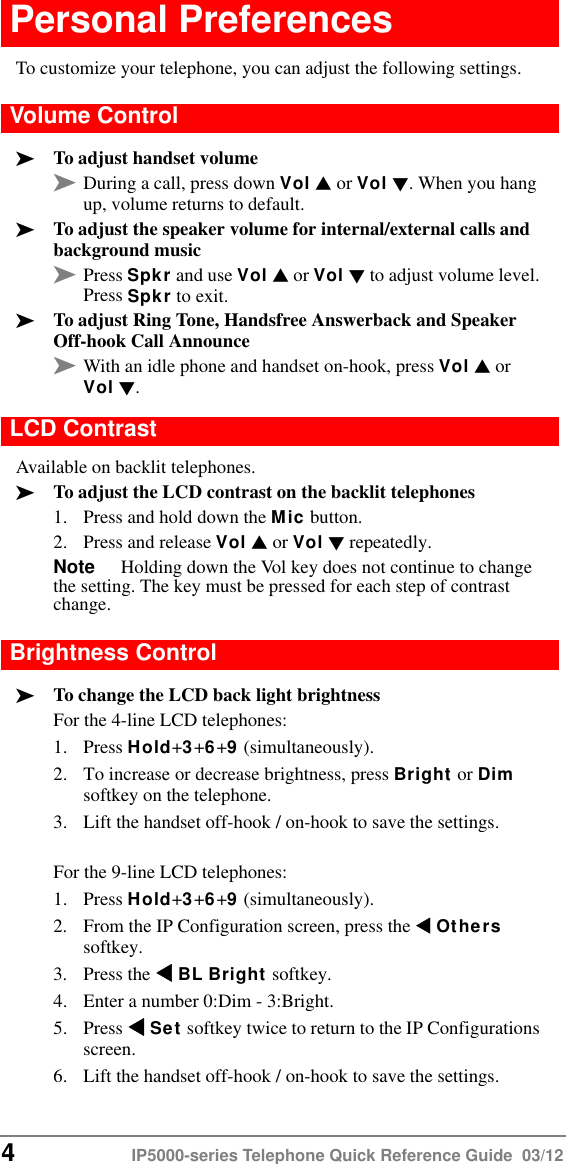 Page 4 of 12 - Toshiba Toshiba-Telephone-Business-Telephones-Quick-Reference-Guide- IP5000-Series QRG  Toshiba-telephone-business-telephones-quick-reference-guide