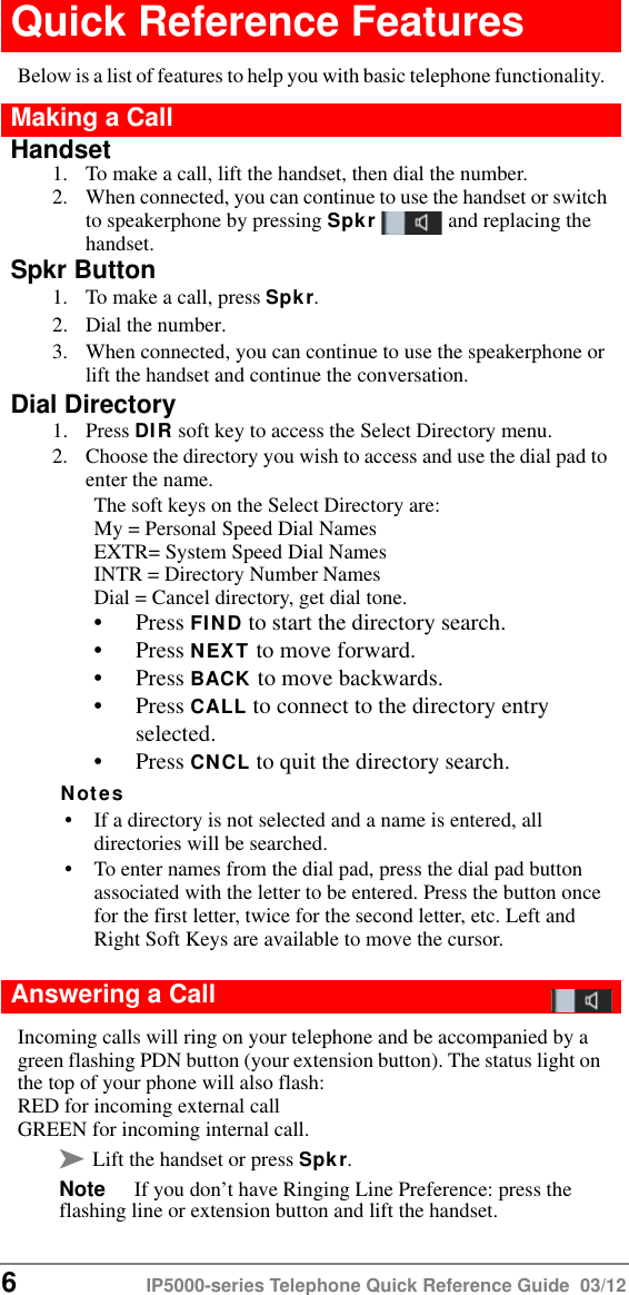 Page 6 of 12 - Toshiba Toshiba-Telephone-Business-Telephones-Quick-Reference-Guide- IP5000-Series QRG  Toshiba-telephone-business-telephones-quick-reference-guide