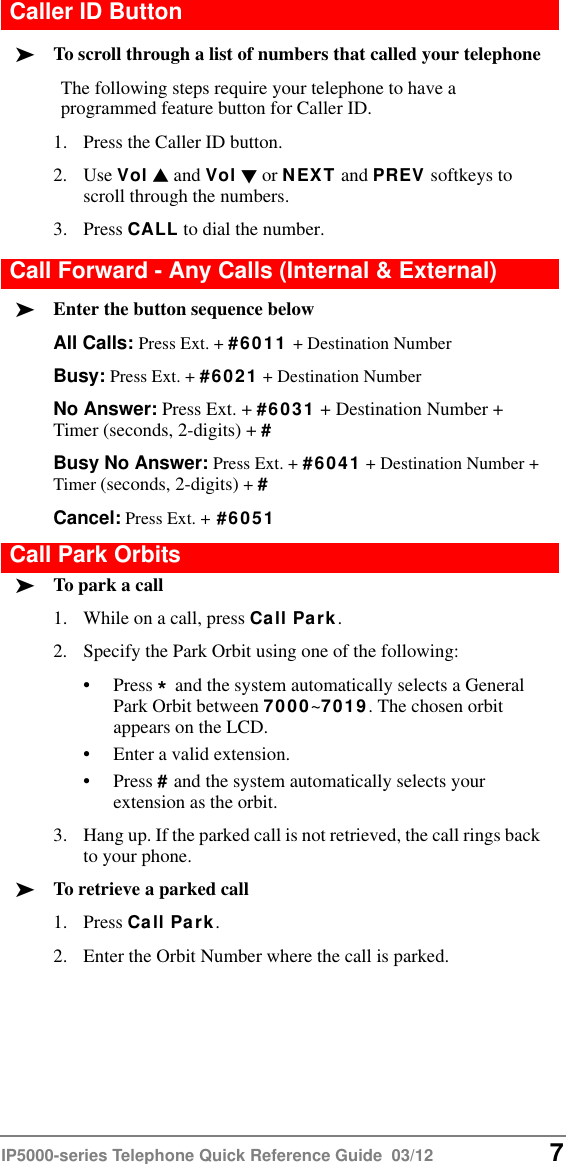 Page 7 of 12 - Toshiba Toshiba-Telephone-Business-Telephones-Quick-Reference-Guide- IP5000-Series QRG  Toshiba-telephone-business-telephones-quick-reference-guide