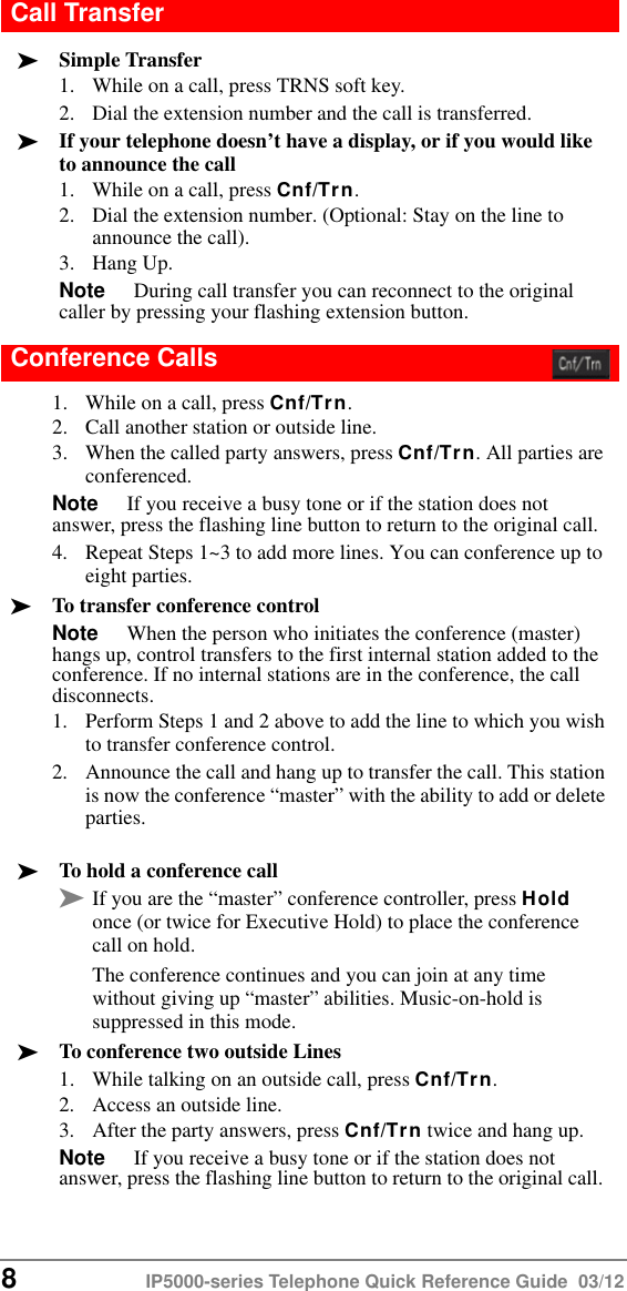Page 8 of 12 - Toshiba Toshiba-Telephone-Business-Telephones-Quick-Reference-Guide- IP5000-Series QRG  Toshiba-telephone-business-telephones-quick-reference-guide