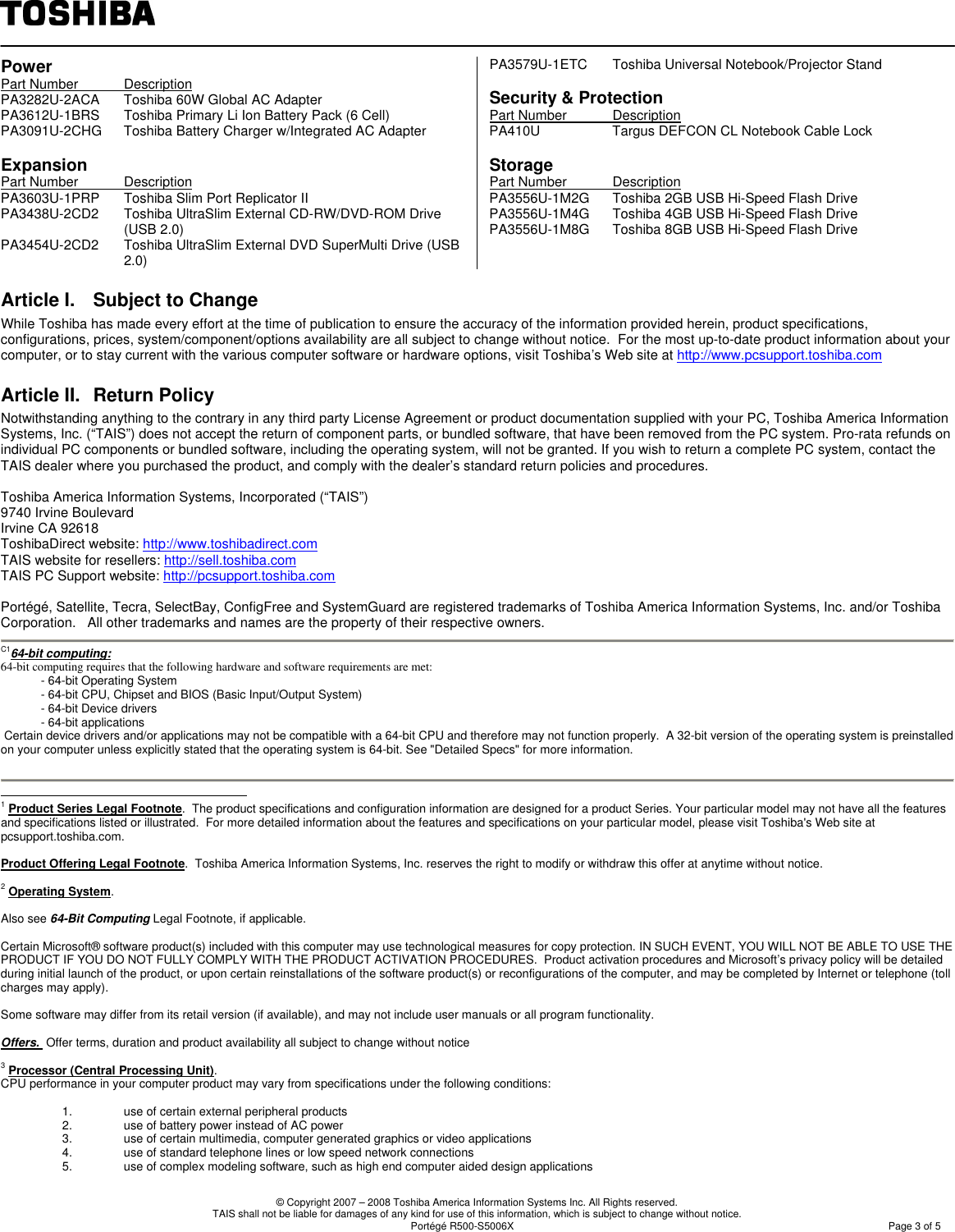 Page 3 of 5 - Toshiba - Portege R500-S5006X Moldau 30 Rev_1.2 If Not Then