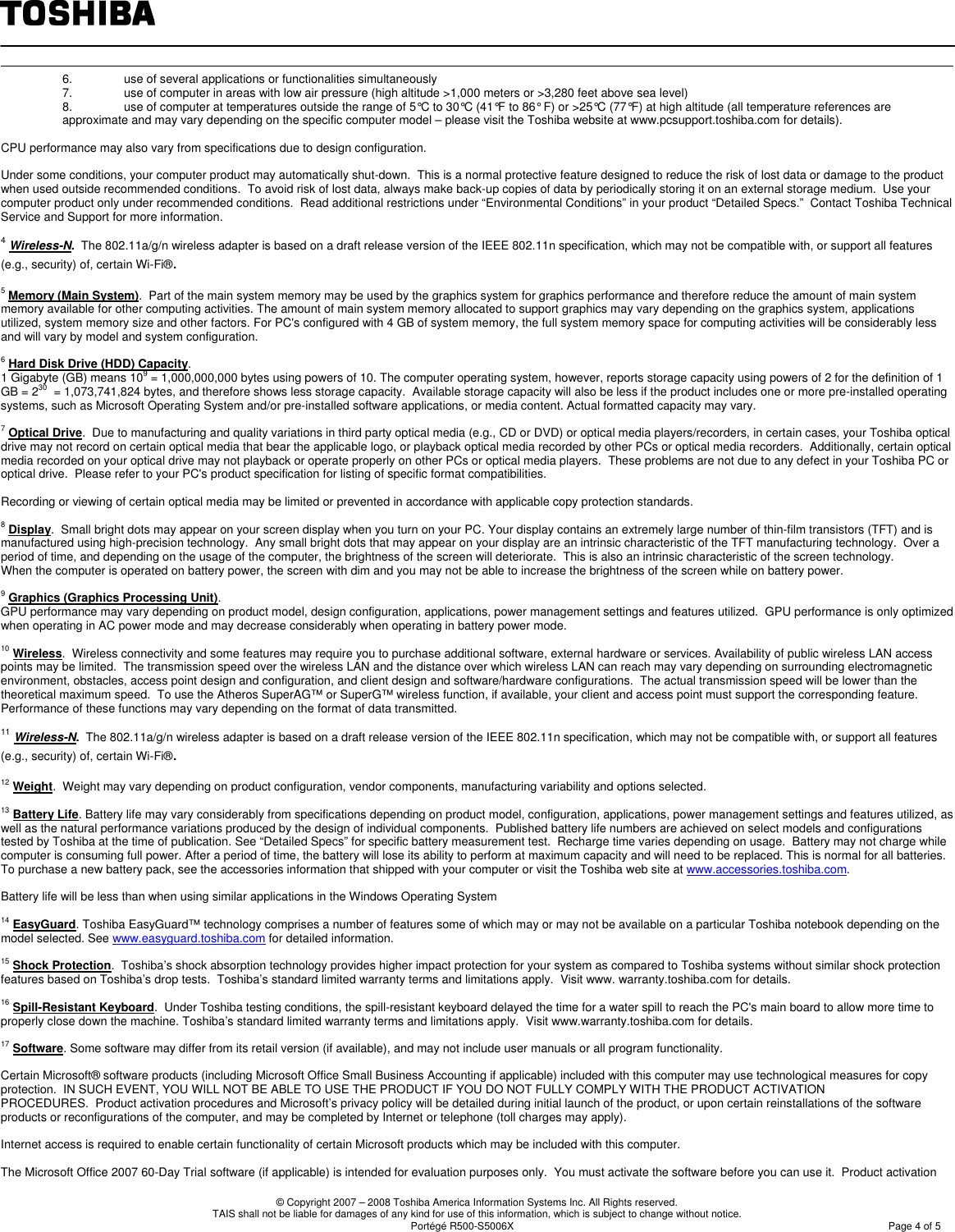 Page 4 of 5 - Toshiba - Portege R500-S5006X Moldau 30 Rev_1.2 If Not Then