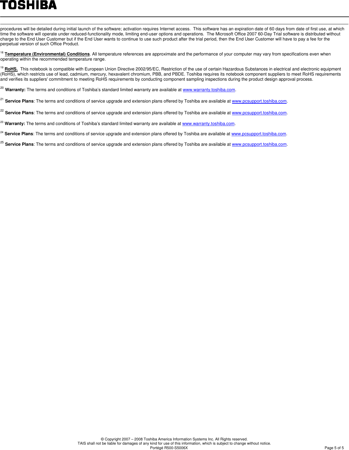 Page 5 of 5 - Toshiba - Portege R500-S5006X Moldau 30 Rev_1.2 If Not Then