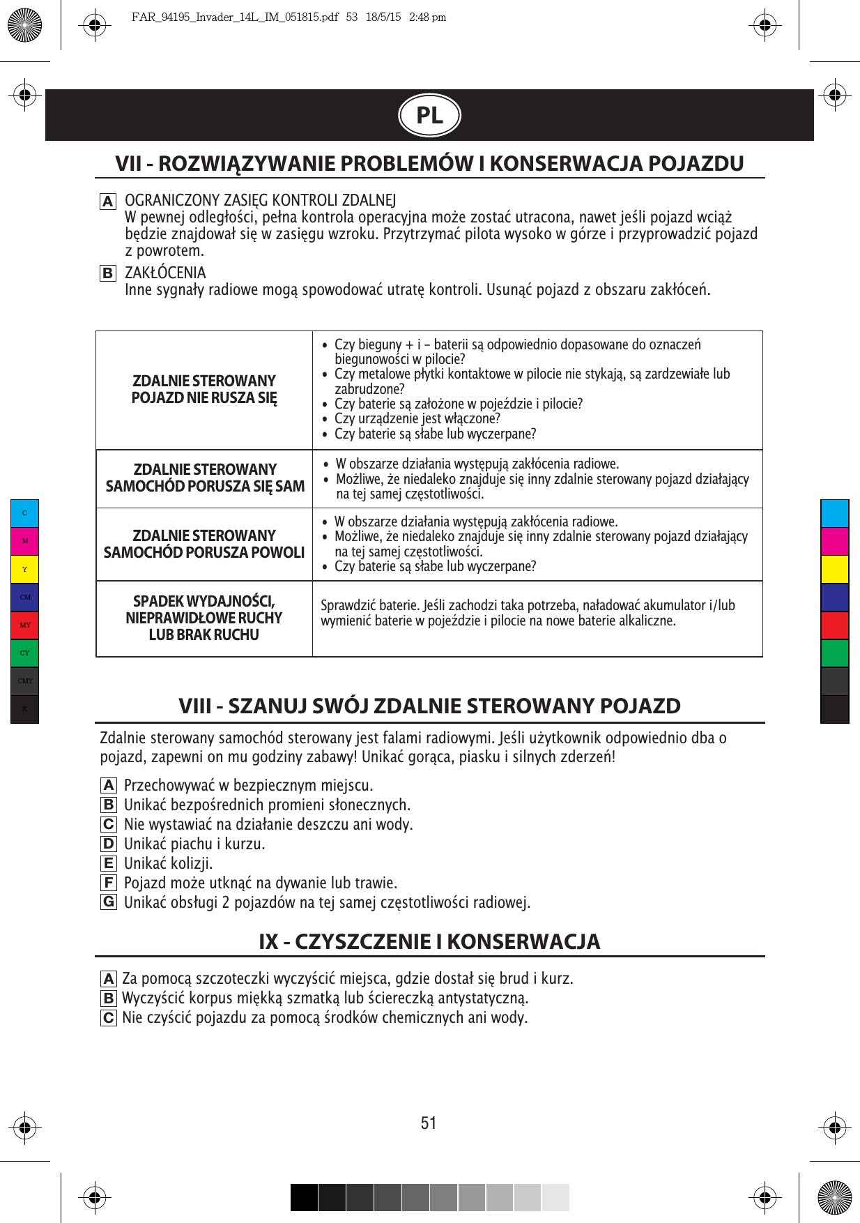 51PLVII - ROZWIĄZYWANIE PROBLEMÓW I KONSERWACJA POJAZDUABėŒŮüŒĉŮüyüz powrotem.àÎĉüĉüyĽVIII - SZANUJ SWÓJ ZDALNIE STEROWANY POJAZDABCDEFGĉŒüŒüĉĉŒĉĉŒüĉŒyABCIX - CZYSZCZENIE I KONSERWACJAüüŒüüüŮĉüüyŒĉĽ  Œĉĉ zabrudzone?ĉŮŬĉĉĉĉyŮŮĉ ŒĉyŮŮĉ ŒĉüŒüüŬyŒŮüĉĽZDALNIE STEROWANY POJAZD NIE RUSZA SIĘZDALNIE STEROWANY SAMOCHÓD PORUSZA SIĘ SAMZDALNIE STEROWANY SAMOCHÓD PORUSZA POWOLISPADEK WYDAJNOŚCI, NIEPRAWIDŁOWE RUCHYLUB BRAK RUCHU CMYCMMYCYCMYKFAR_94195_Invader_14L_IM_051815.pdf   53   18/5/15   2:48 pm