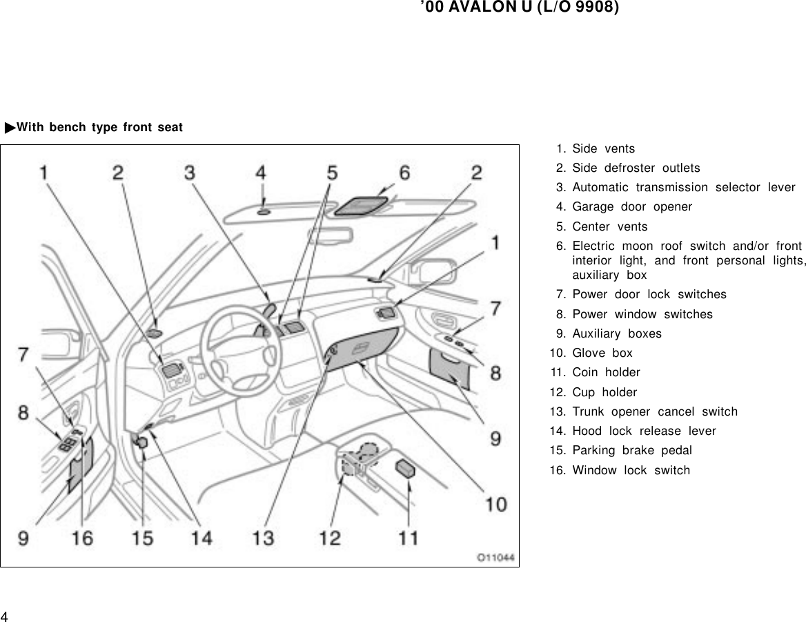 Page 4 of 10 - Toyota Toyota-2000-Toyota-Avalon-Owners-Manual-  Toyota-2000-toyota-avalon-owners-manual